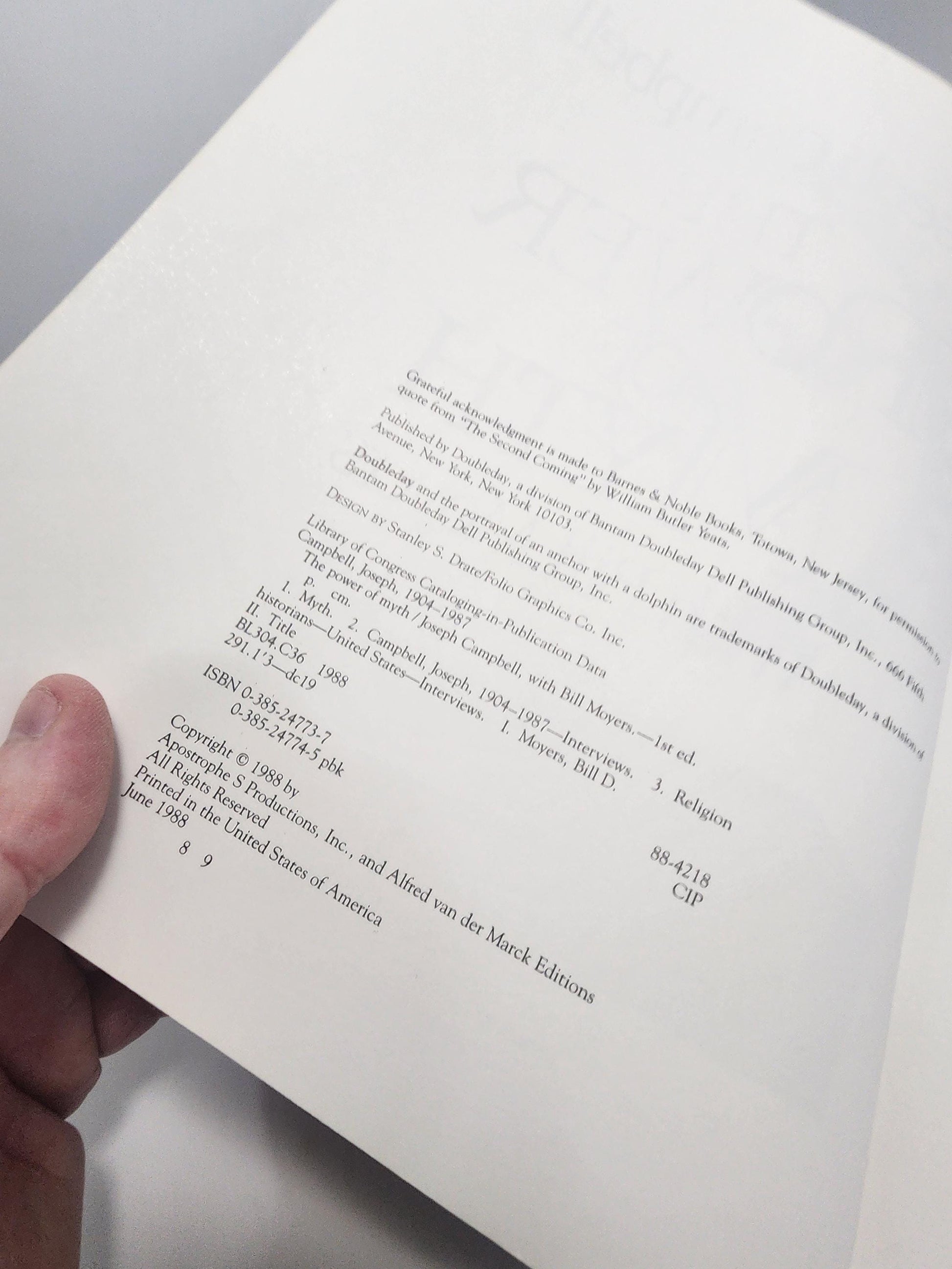 1988 The Power Of Myth Book By Joseph Campbell - Joseph Campbell - Myth - Myths - The Power Of Myth - 1980's - Vintage Books