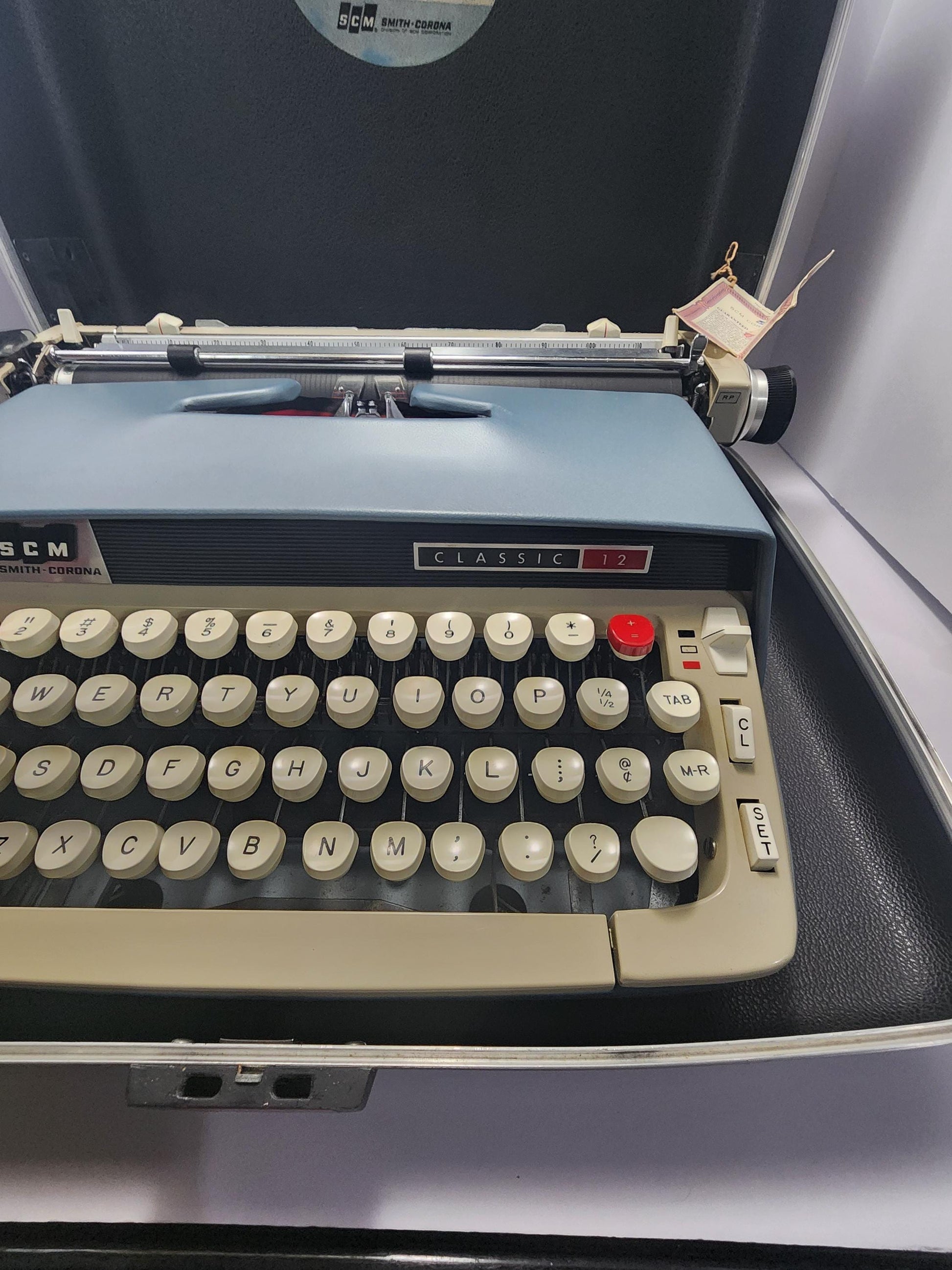 1966 Techno Blue Smith Corona Classic 12 Typewriter With Briefcase - Briefcase - Typewriter - Antiques - 1960's - Vintage Typewriter - Techn
