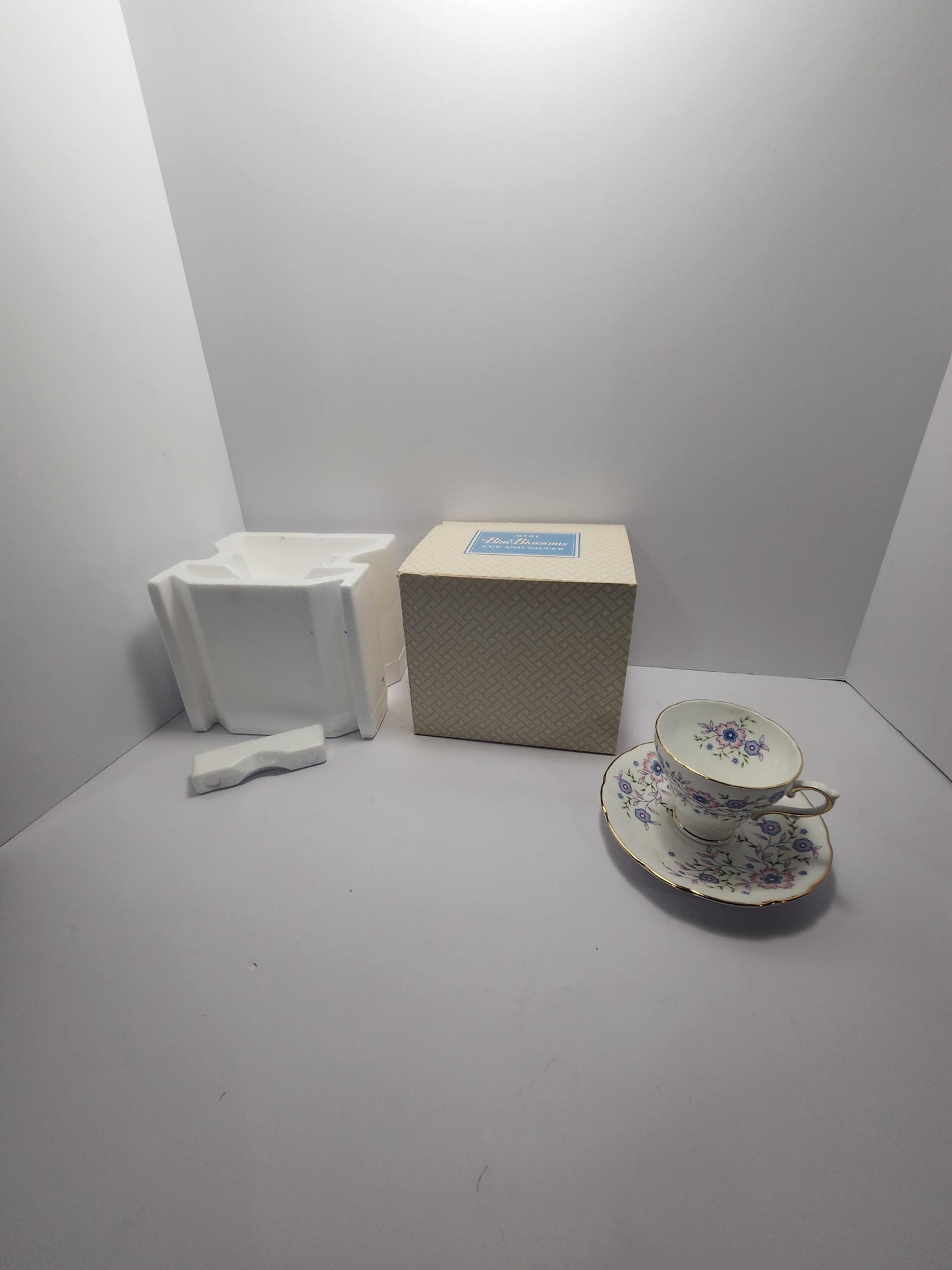 1974 Avon Fine Bone China Blue Blossom Cup & Saucer With Orginal Box - 1970's - Avon - Fine Bone China - Fine China - Saucer - Avon