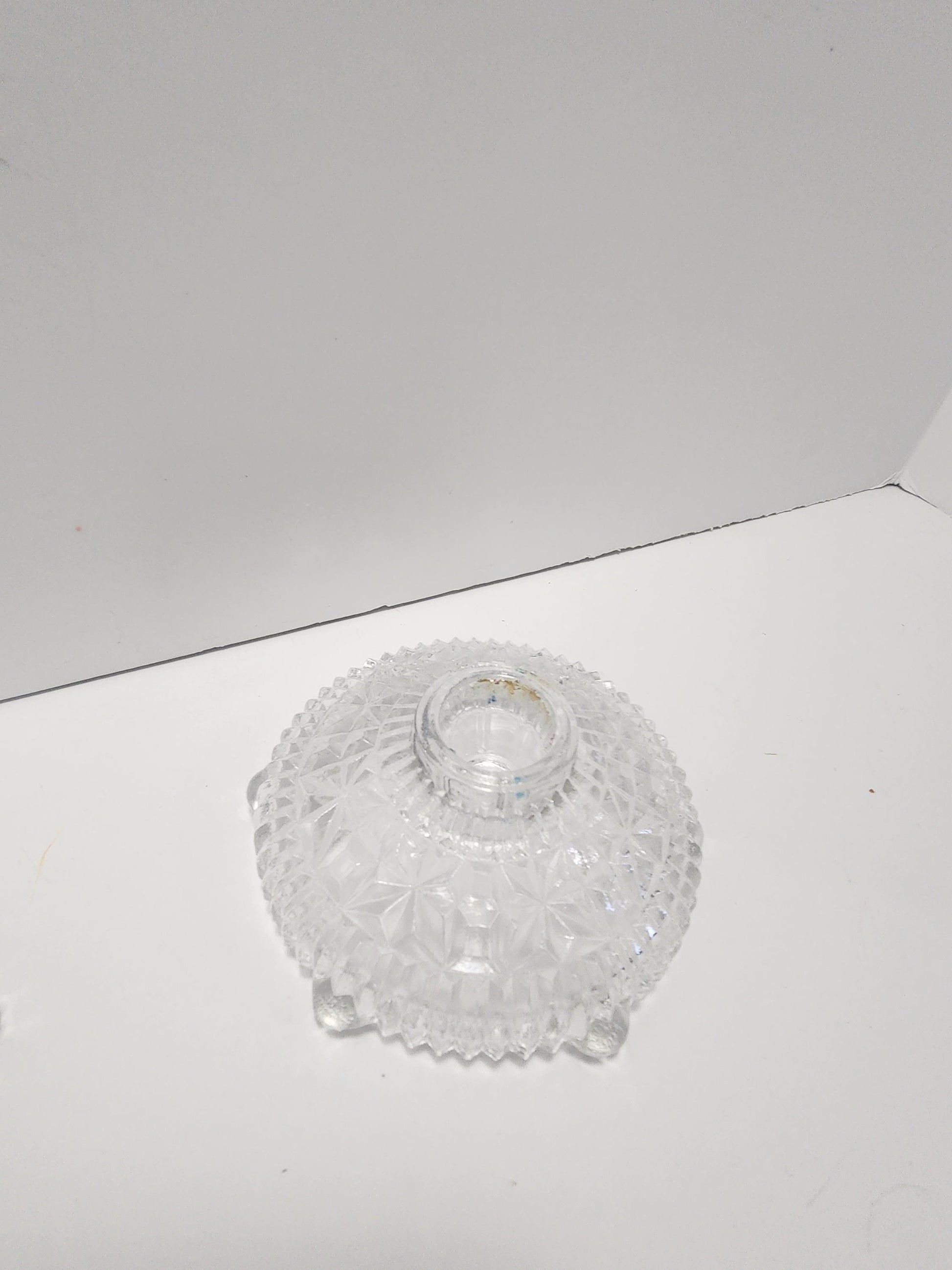 1960's Anchor Hocking Stars And Bars Vintage Crystal Glass Candlestick Holders - Candles - Candlestick Holders - Stars And Bars - Anchor Hoc