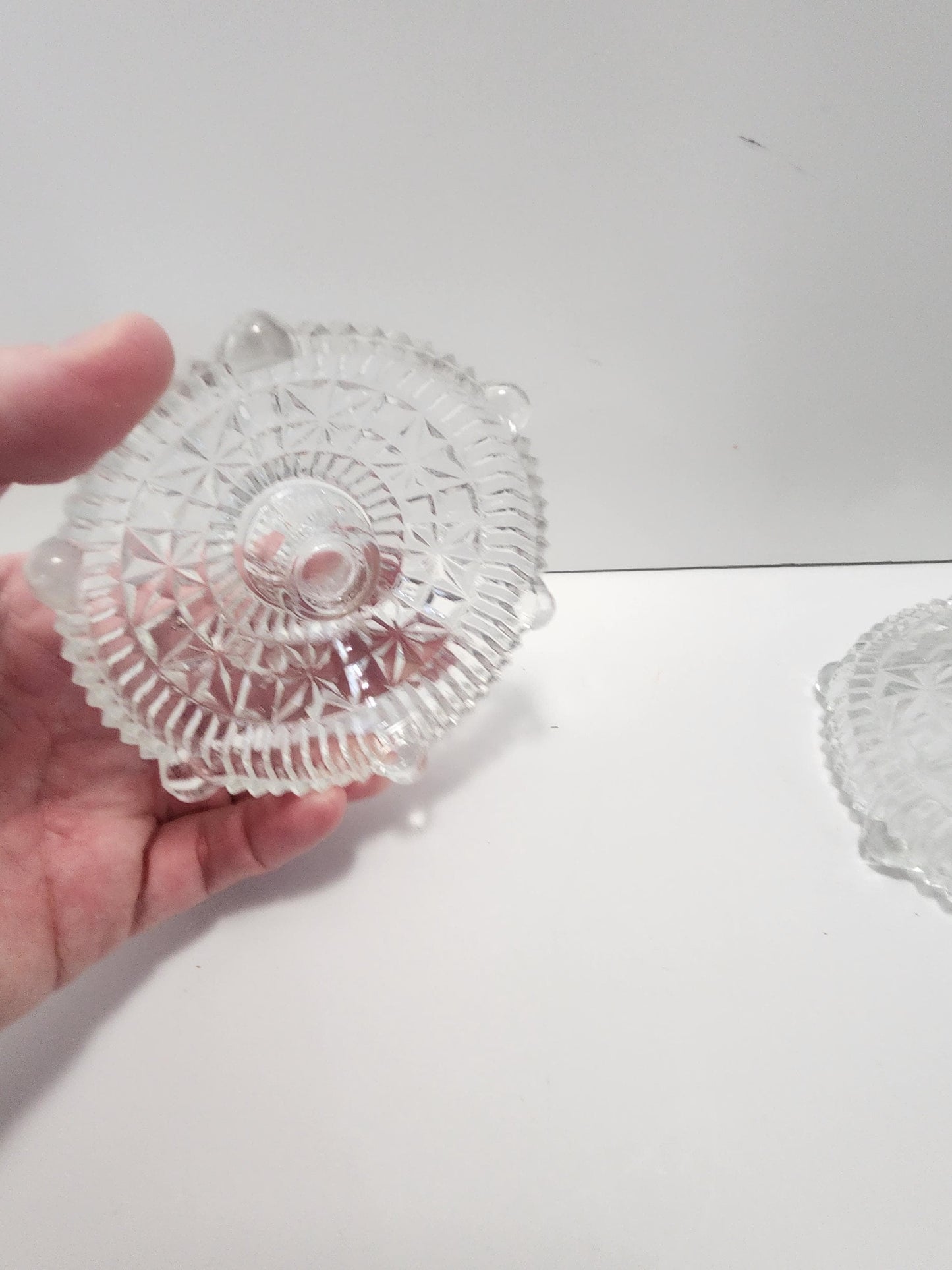 1960's Anchor Hocking Stars And Bars Vintage Crystal Glass Candlestick Holders - Candles - Candlestick Holders - Stars And Bars - Anchor Hoc