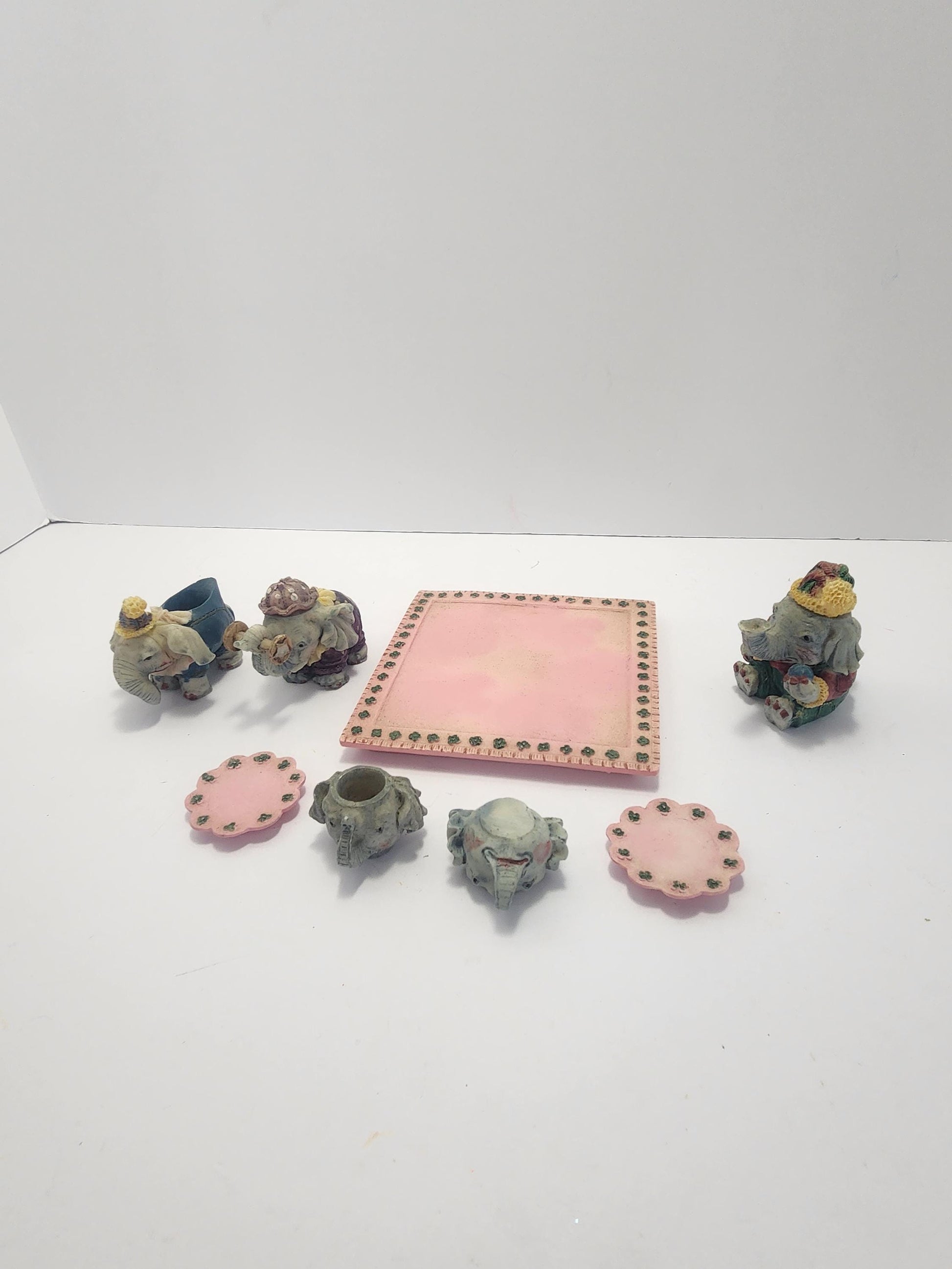 Minature Elephant Tea Set - Elephants - Tea Set - Minature Tea Set - Tea - Elephant Figurines