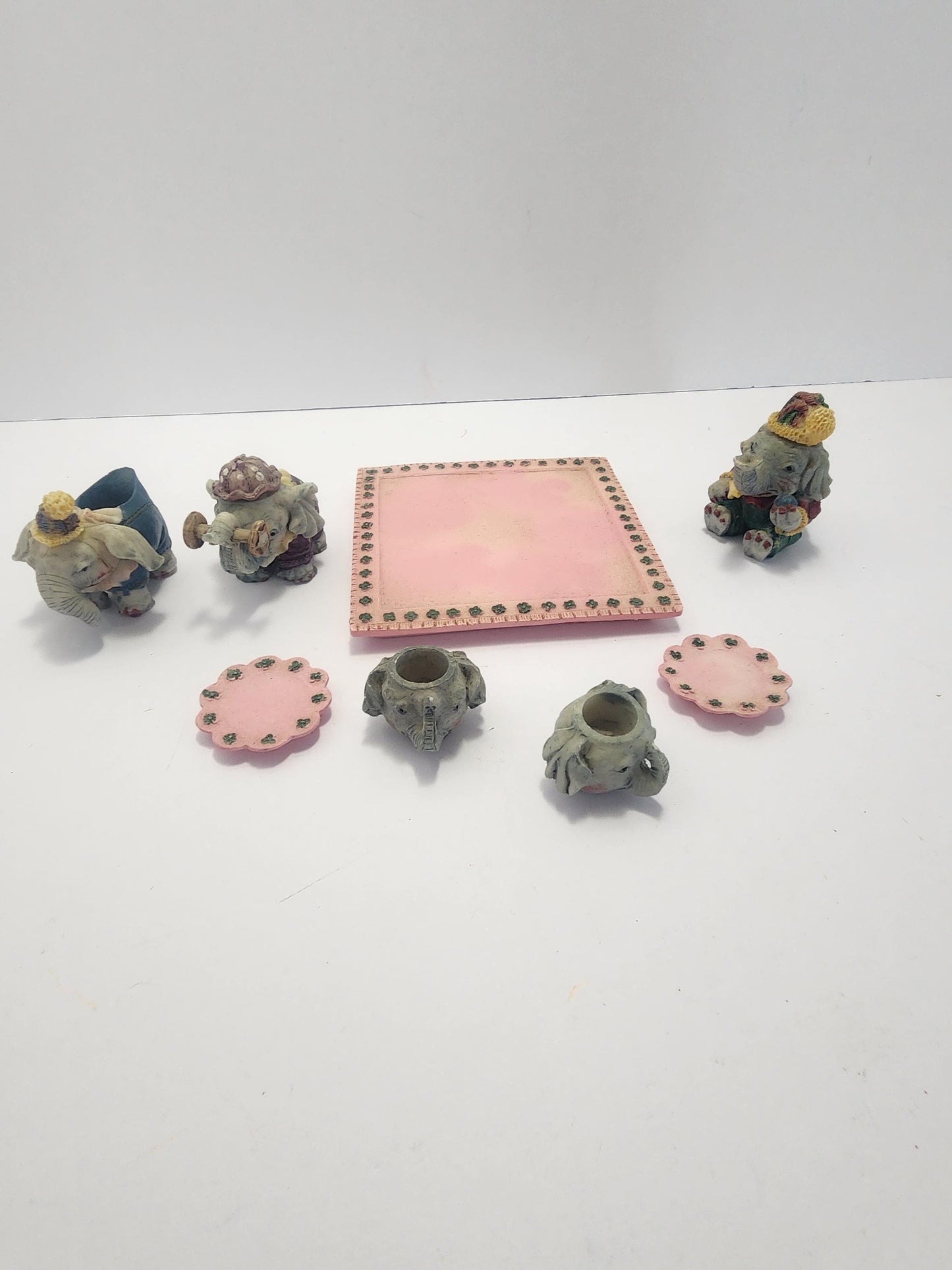 Minature Elephant Tea Set - Elephants - Tea Set - Minature Tea Set - Tea - Elephant Figurines