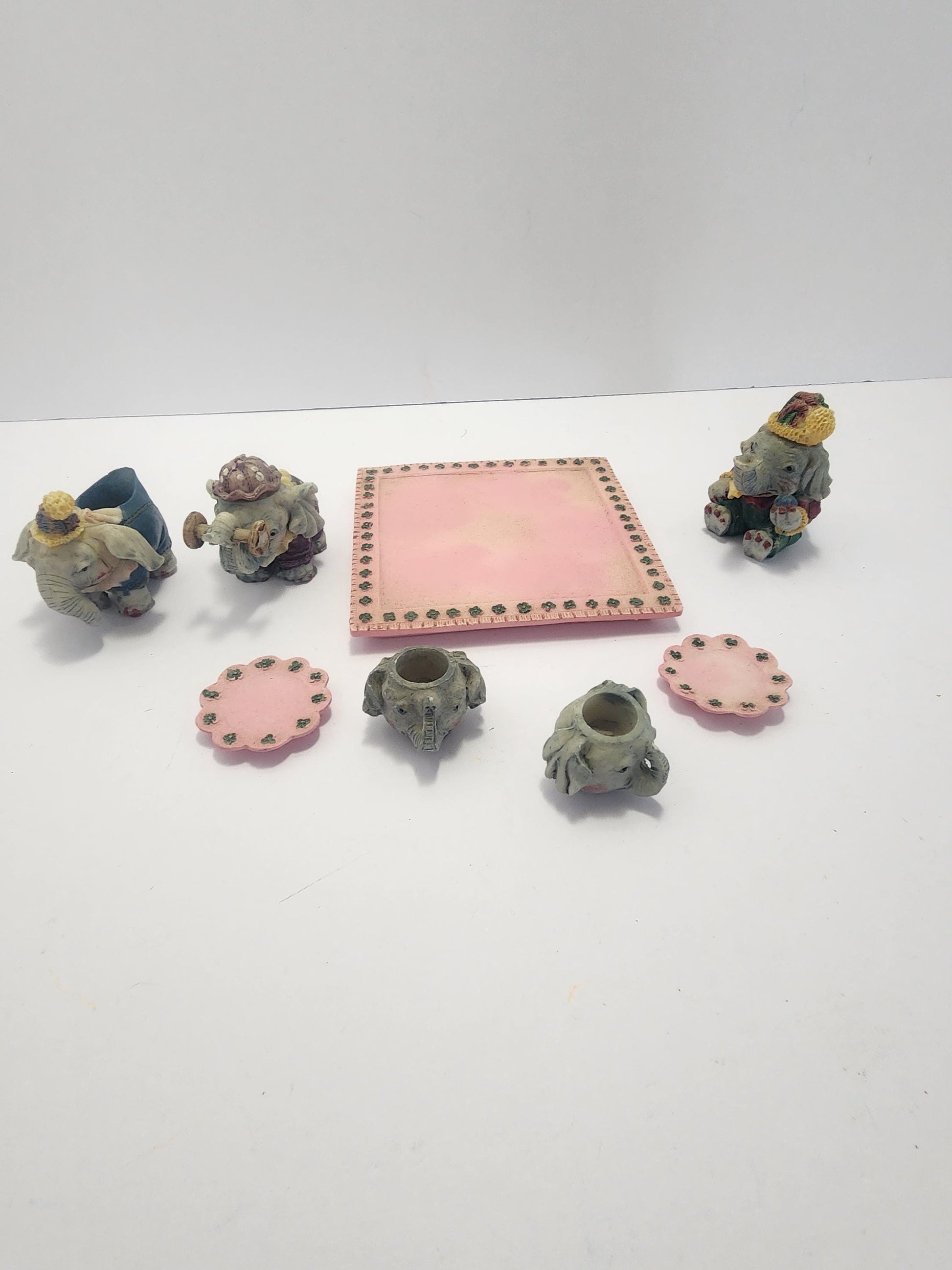 Minature Elephant Tea Set - Elephants - Tea Set - Minature Tea Set - Tea - Elephant Figurines