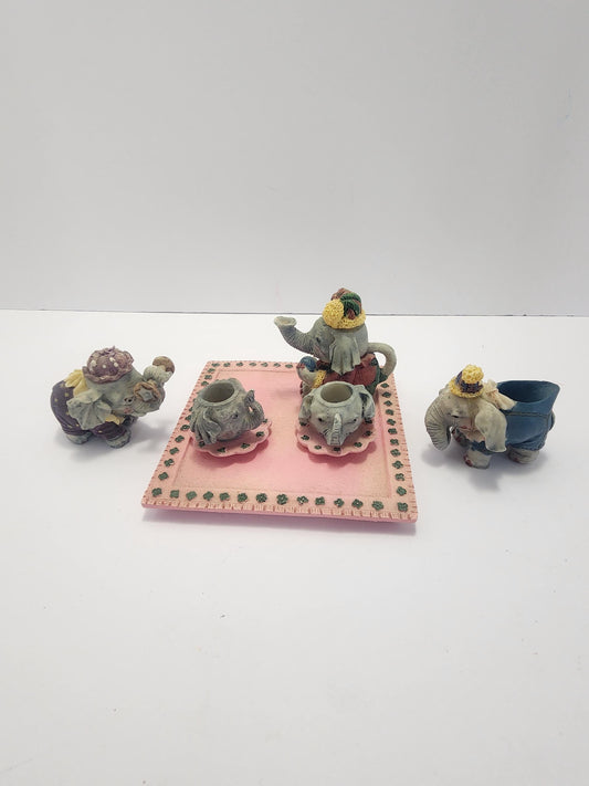 Minature Elephant Tea Set - Elephants - Tea Set - Minature Tea Set - Tea - Elephant Figurines