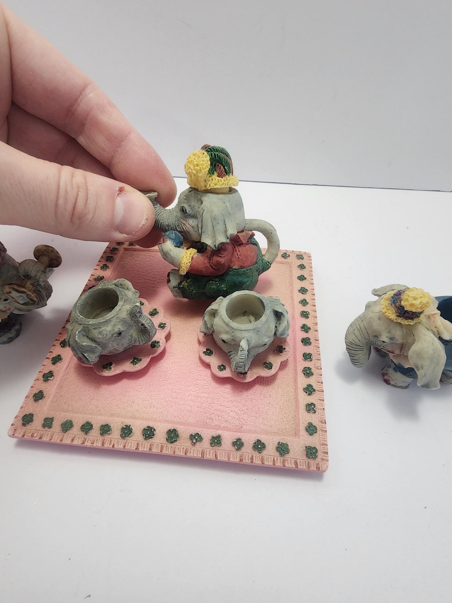 Minature Elephant Tea Set - Elephants - Tea Set - Minature Tea Set - Tea - Elephant Figurines