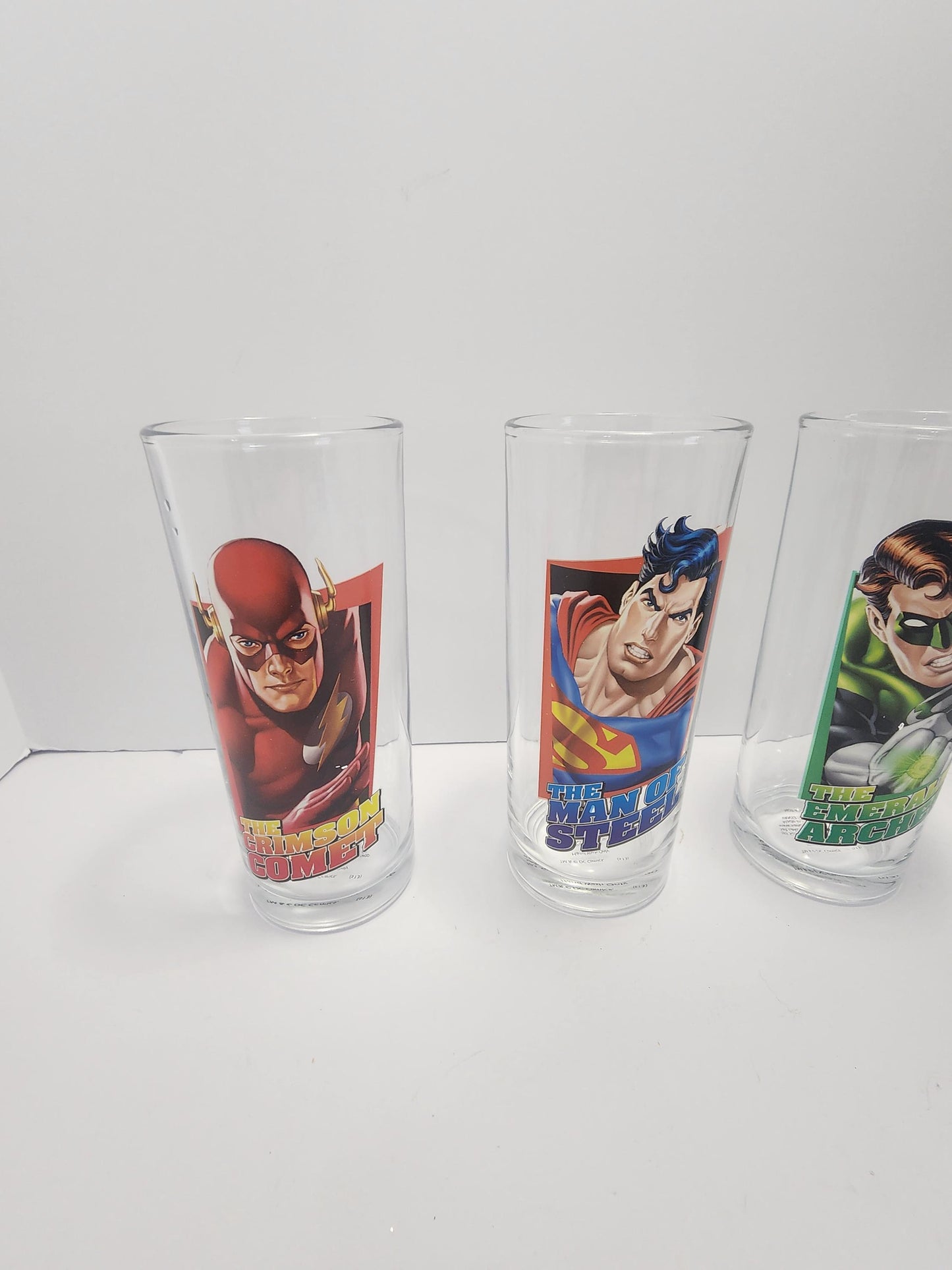 DC Super Heros Character Glasses SET Of 4 - Batman - Green Lantern - Superman - Flash - DC - Dc Comics - Superheros - Character Glasses