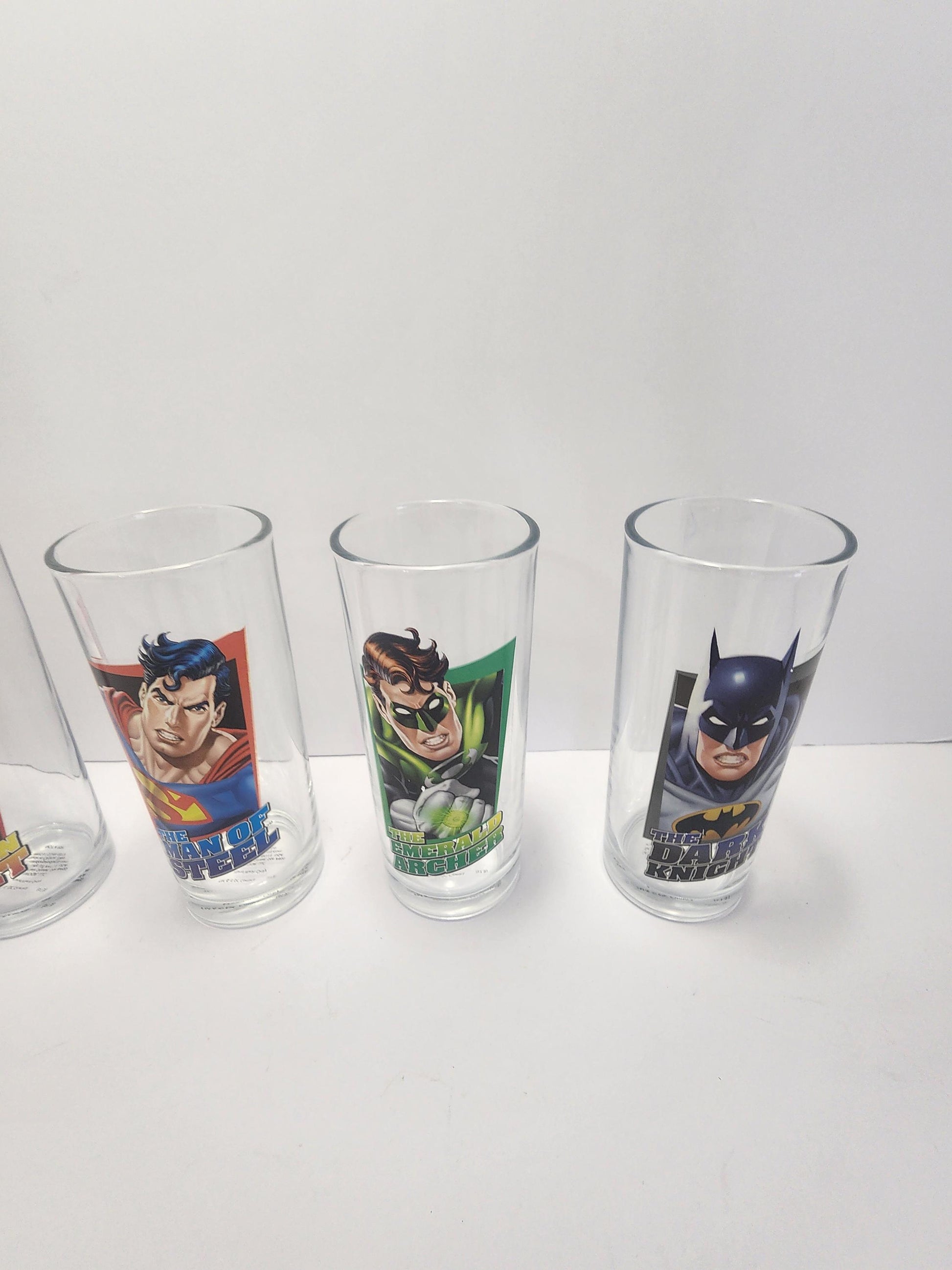 DC Super Heros Character Glasses SET Of 4 - Batman - Green Lantern - Superman - Flash - DC - Dc Comics - Superheros - Character Glasses