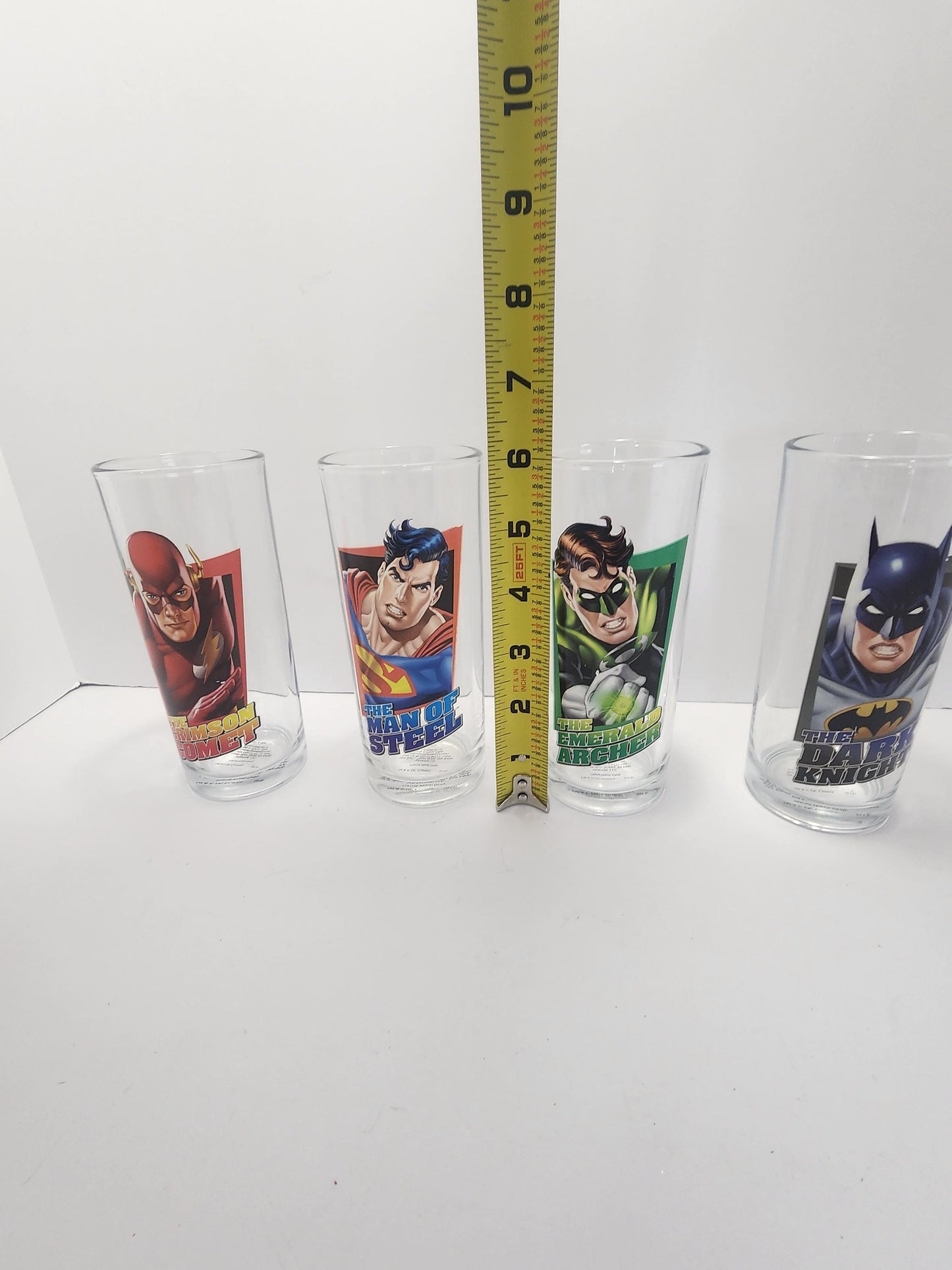 DC Super Heros Character Glasses SET Of 4 - Batman - Green Lantern - Superman - Flash - DC - Dc Comics - Superheros - Character Glasses