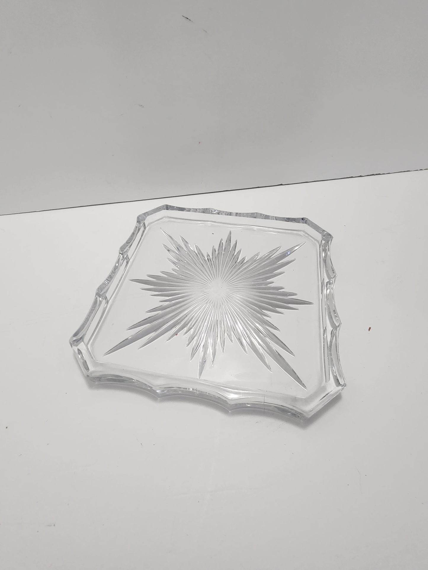 Mid Century Serving Glass Plate With Starburst Sign - Serving - Plates - Mid Century - Vintage Glass - Star Pattern - Starburst - Glass