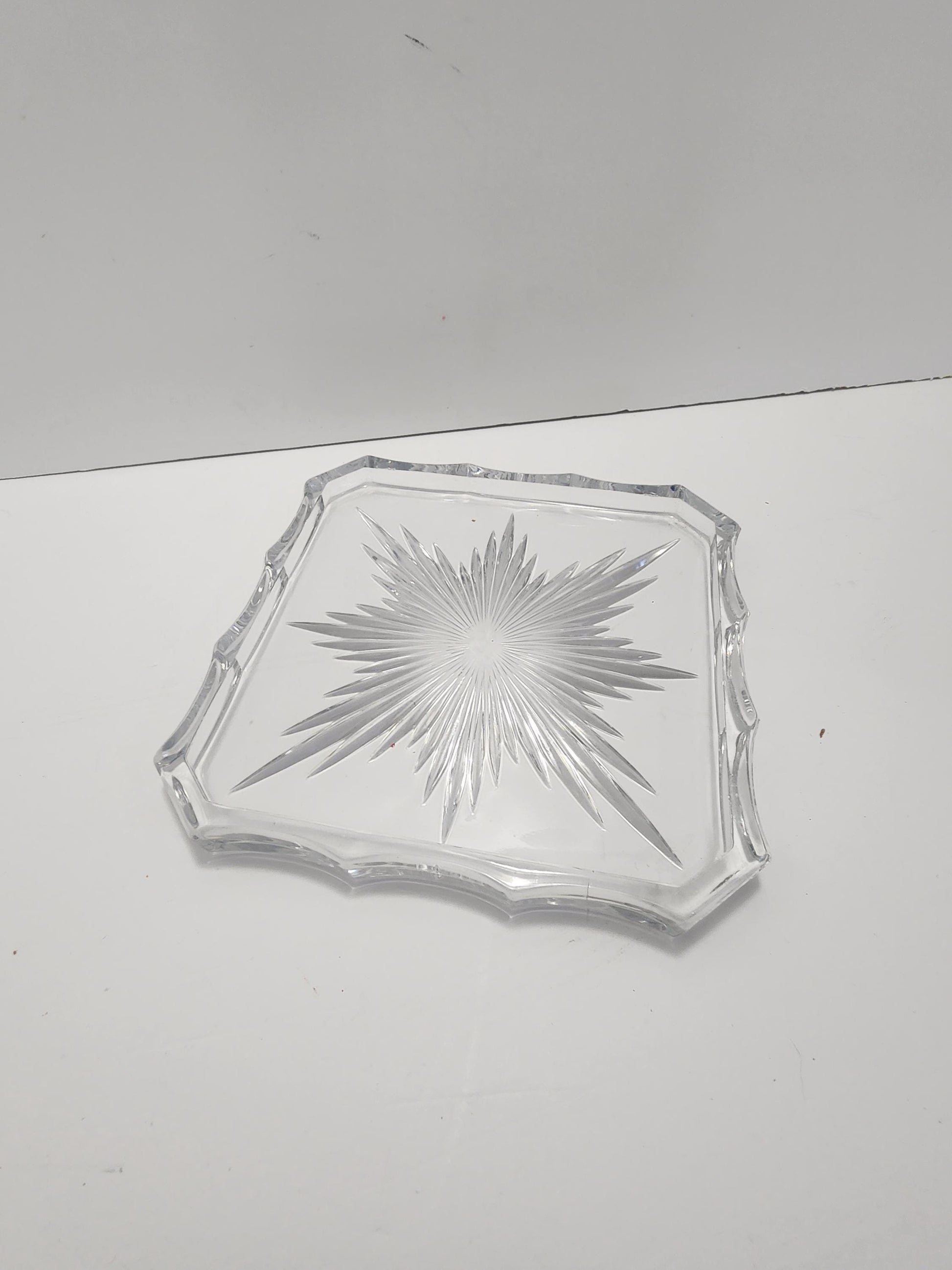 Mid Century Serving Glass Plate With Starburst Sign - Serving - Plates - Mid Century - Vintage Glass - Star Pattern - Starburst - Glass