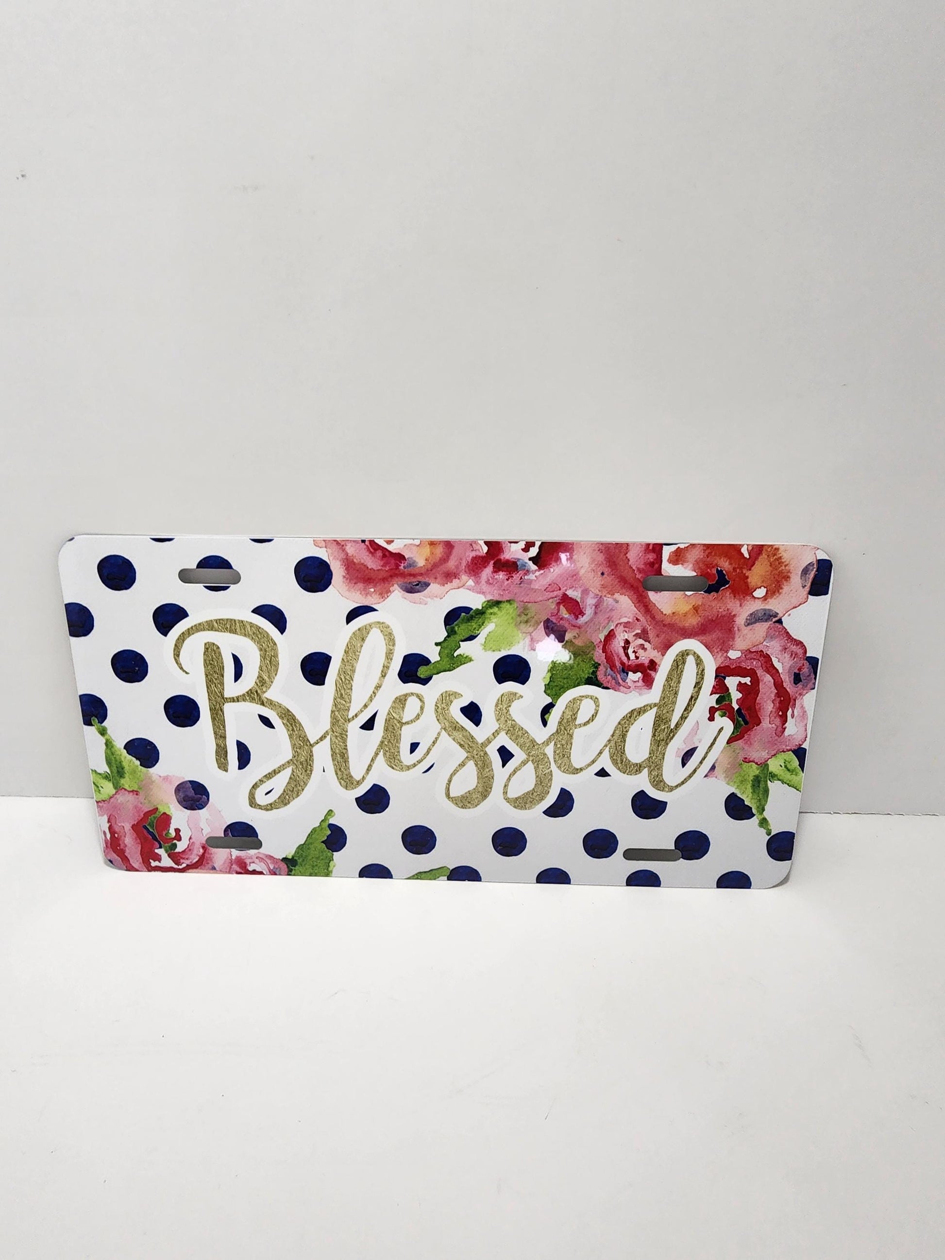 Blessed Foral Design Cute Decorative Plastic License Plate - Plates - License Plate - Blessed - Decorations - Foral Design - Flowers
