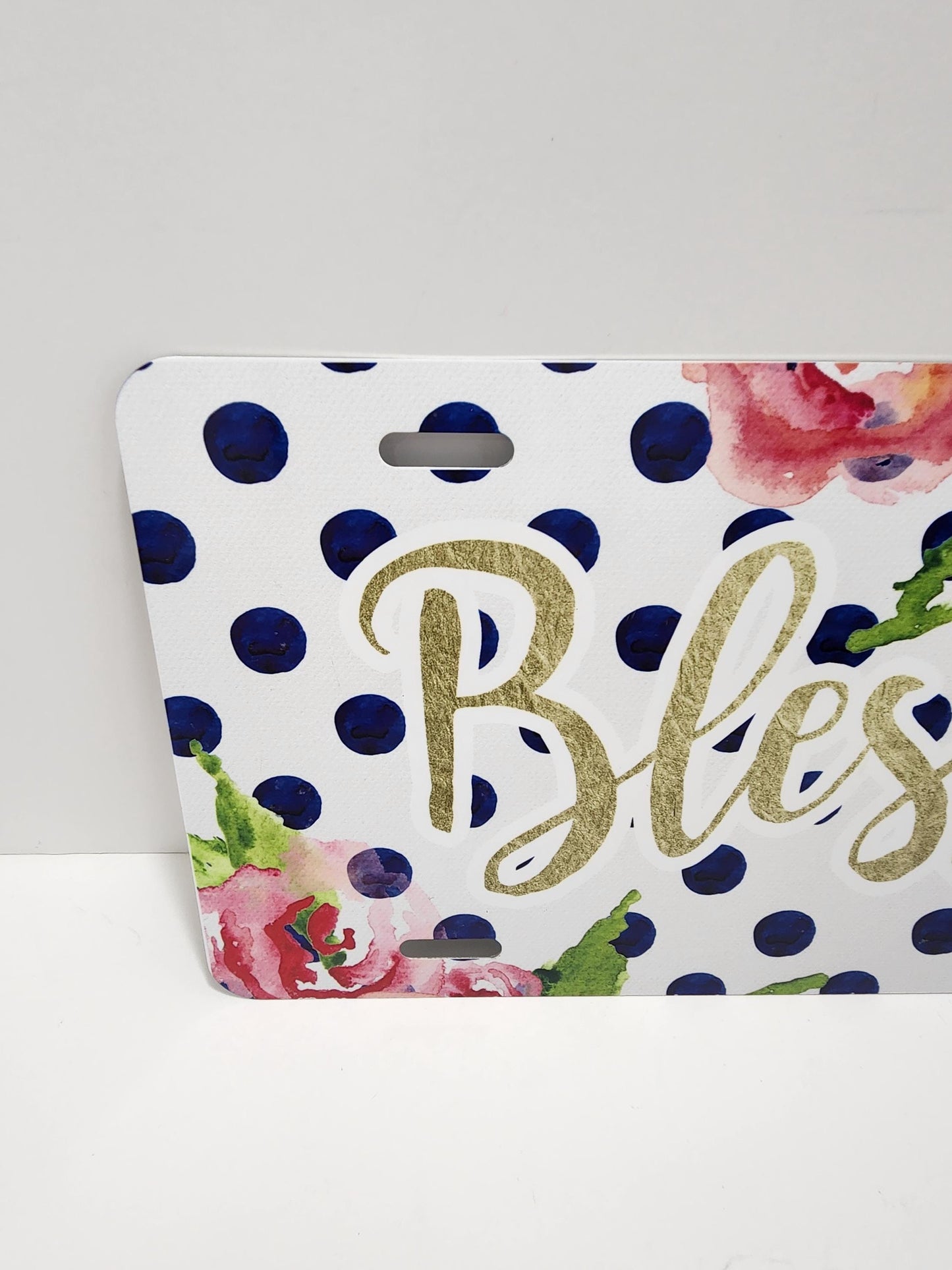 Blessed Foral Design Cute Decorative Plastic License Plate - Plates - License Plate - Blessed - Decorations - Foral Design - Flowers