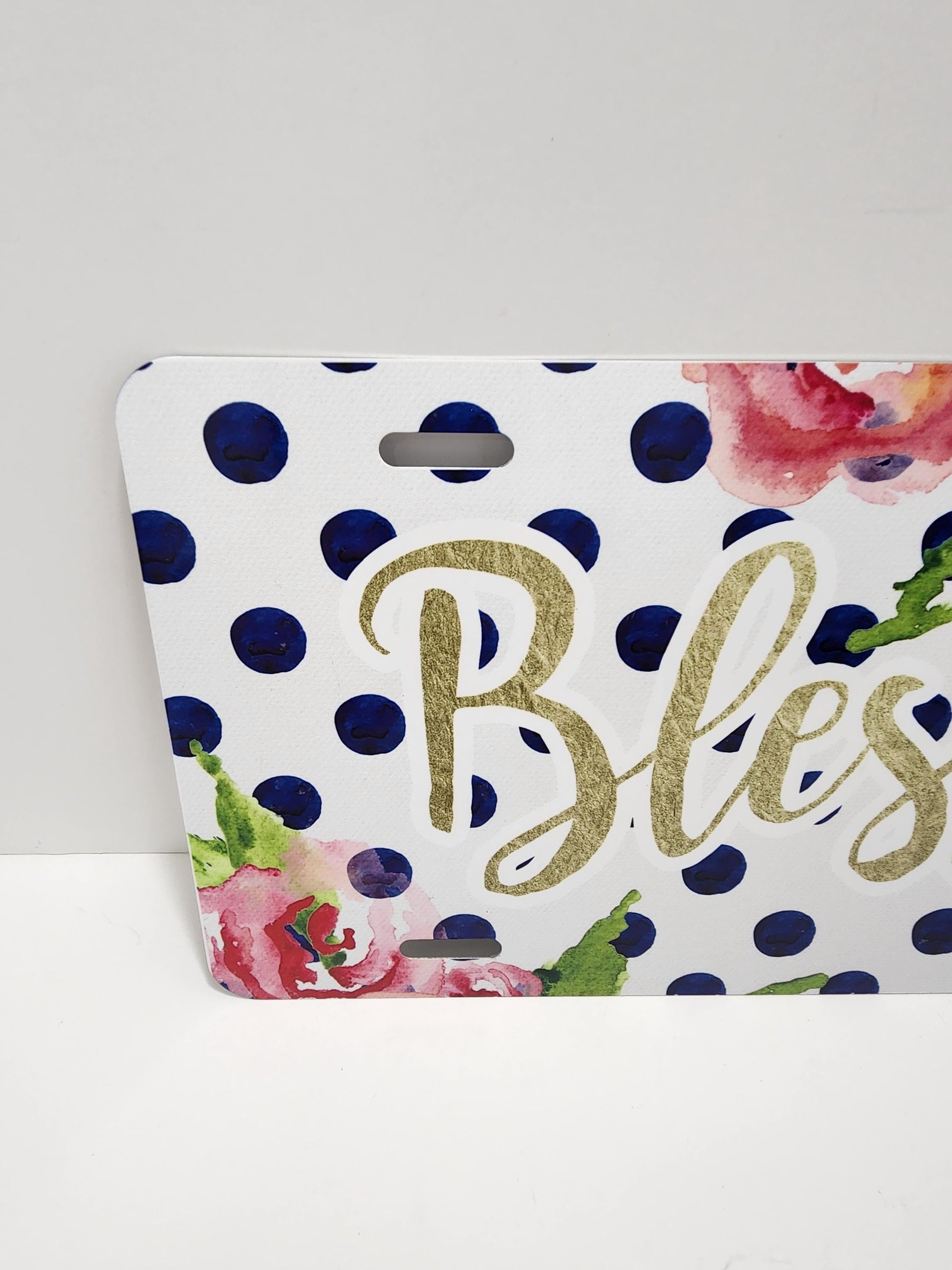 Blessed Foral Design Cute Decorative Plastic License Plate - Plates - License Plate - Blessed - Decorations - Foral Design - Flowers