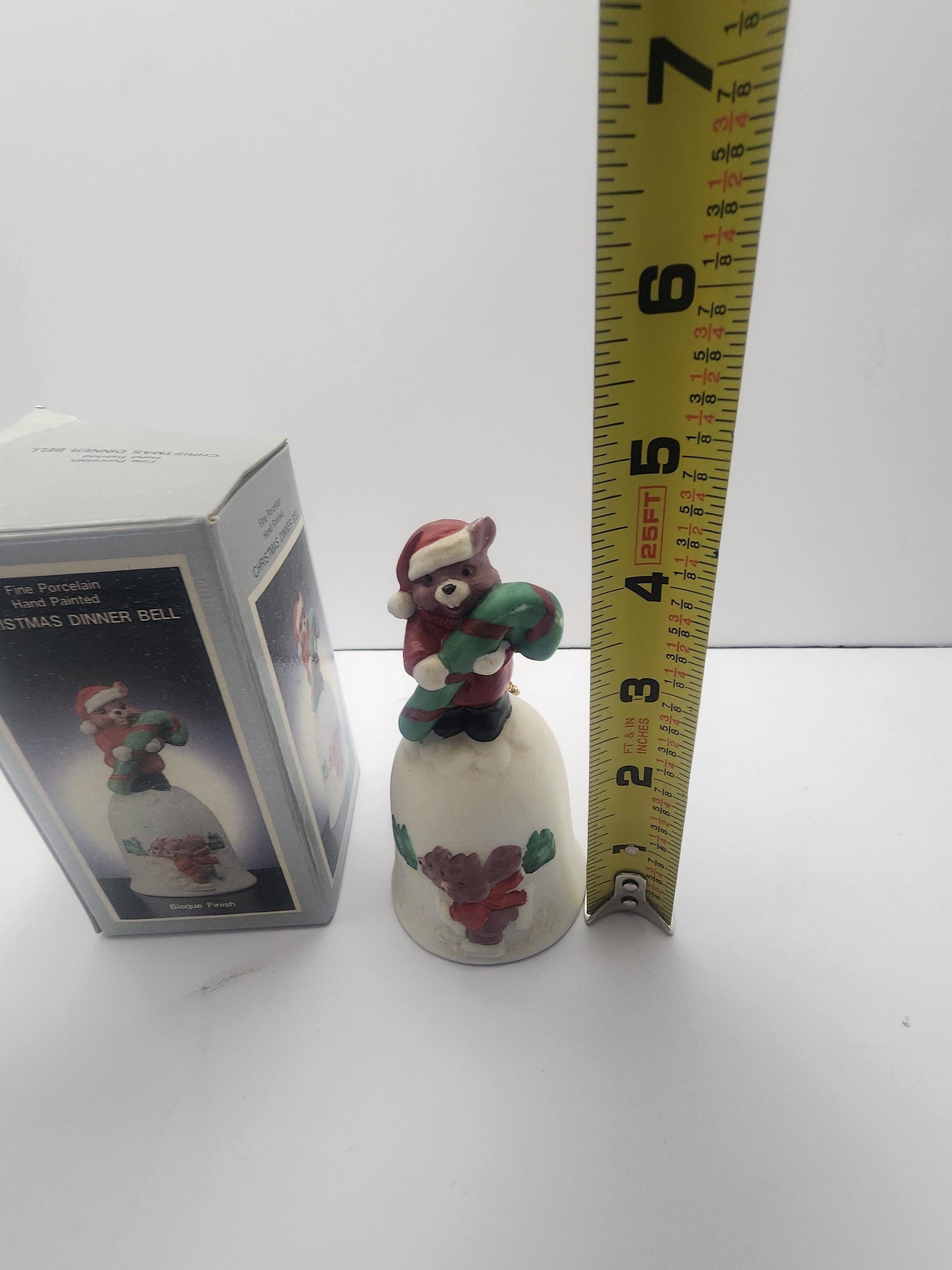 Bisque Hand Painted Vintage 1980's Christmas Dinner Bell - Bells - Collectable Bells - Christmas - Christmas Bell - Hand Painted - Dinner