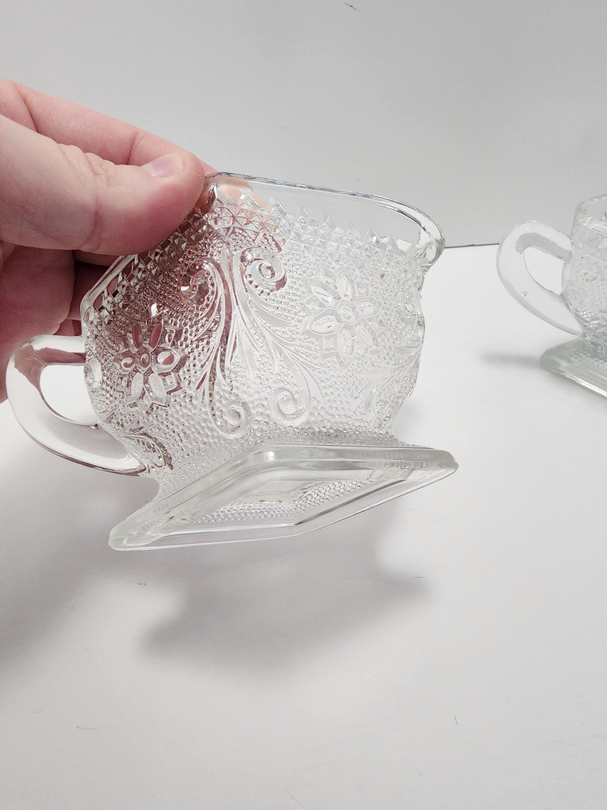 1980's Indiana Glass Tiara Pattern Creamer Glasses SET Of 2 - Indiana Glass - Creamer - Coffee - Tiara Glass - Glass - 1980's