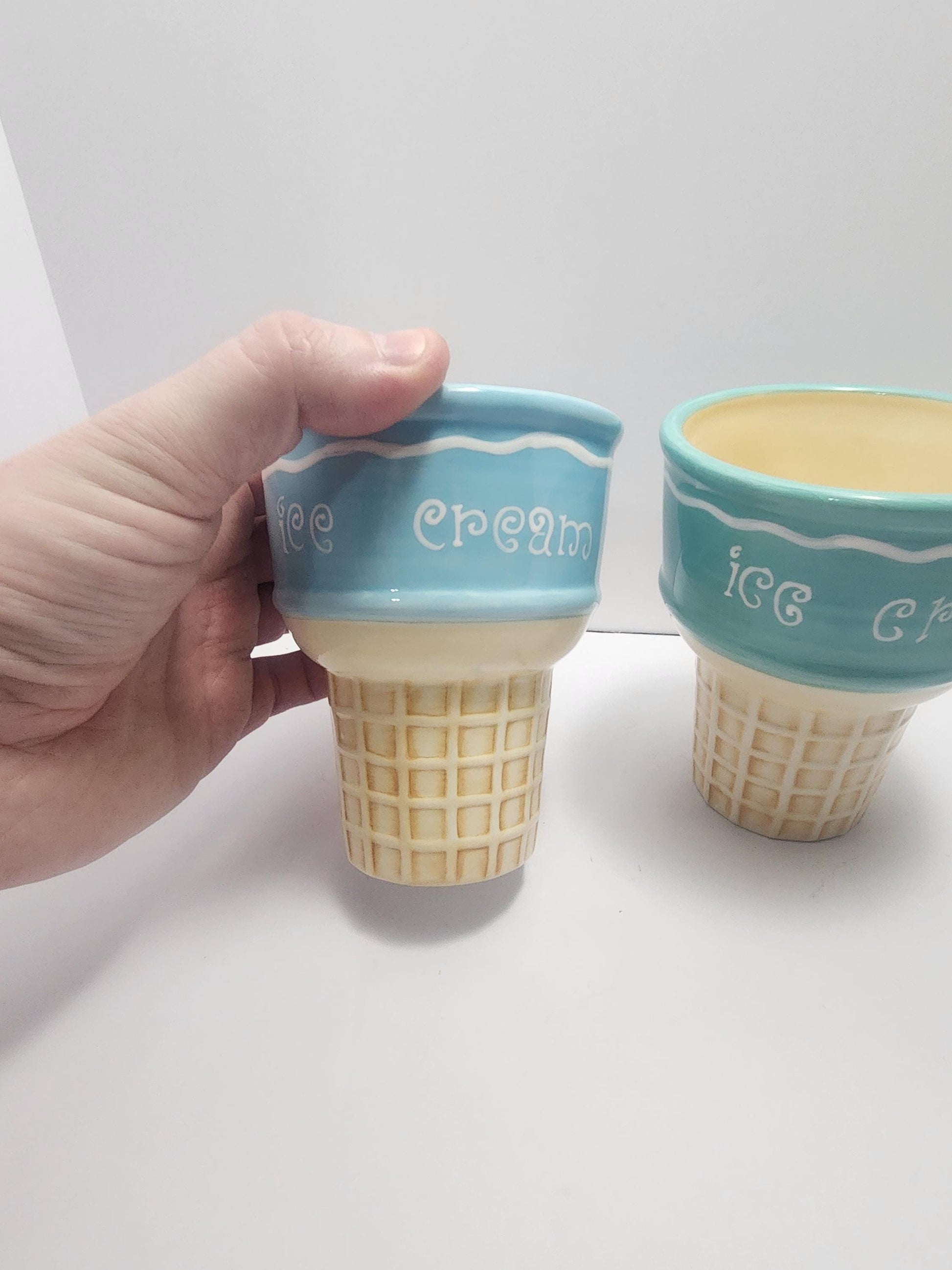 Ceramic Ice Cream Cone Dish Bowl Cups - Ice Cream - Ice Cream Cones - Ceramic Dish - Bowls - Dishes - Sundae - Ice Cream Shop