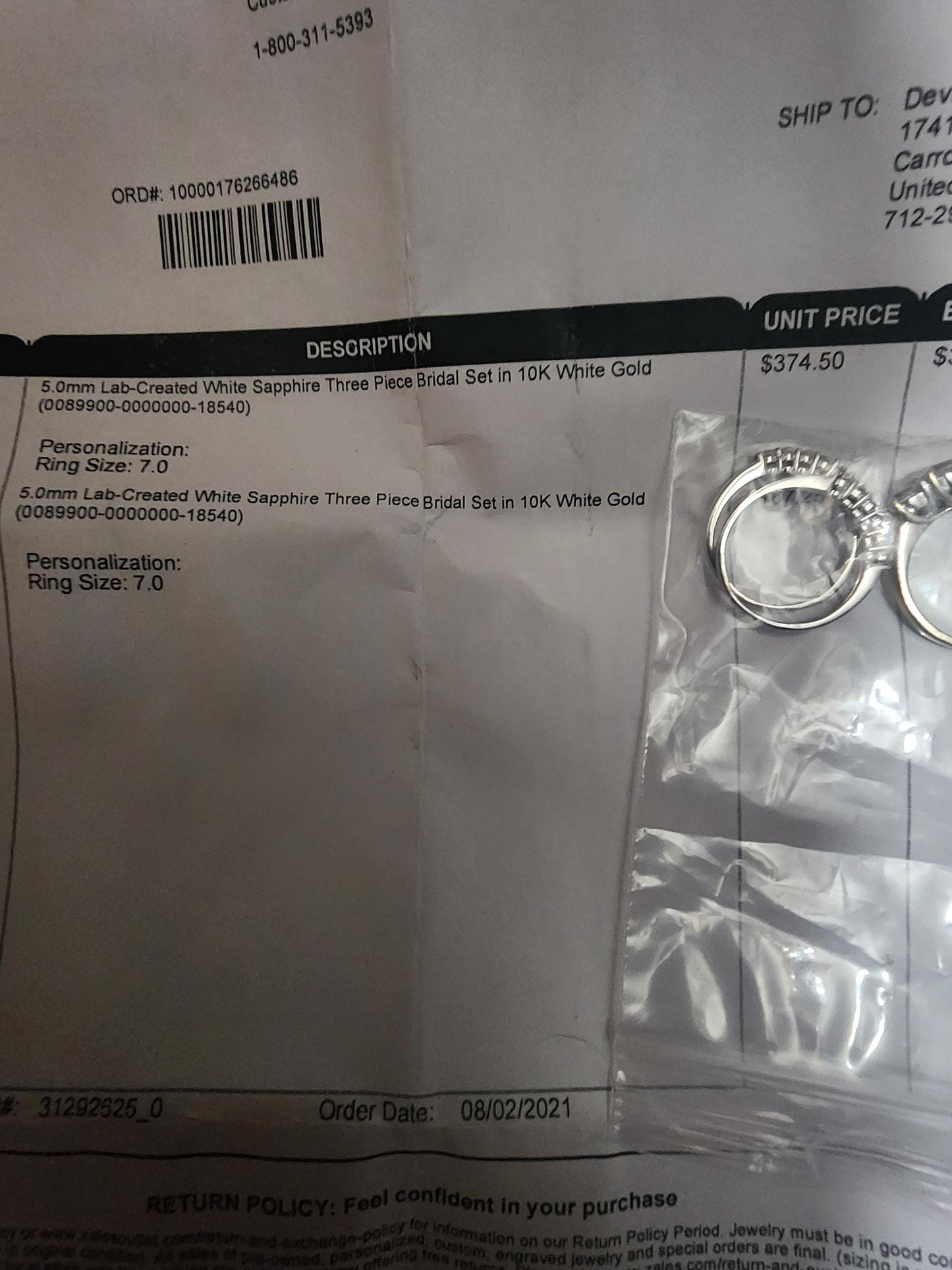 Zales 5.0mm White Sapphire Bridal Set 10k White Gold - Size 7 - Wedding Ring Engagement Ring - Wedding Ring - Engagement Ring - Gift For Her