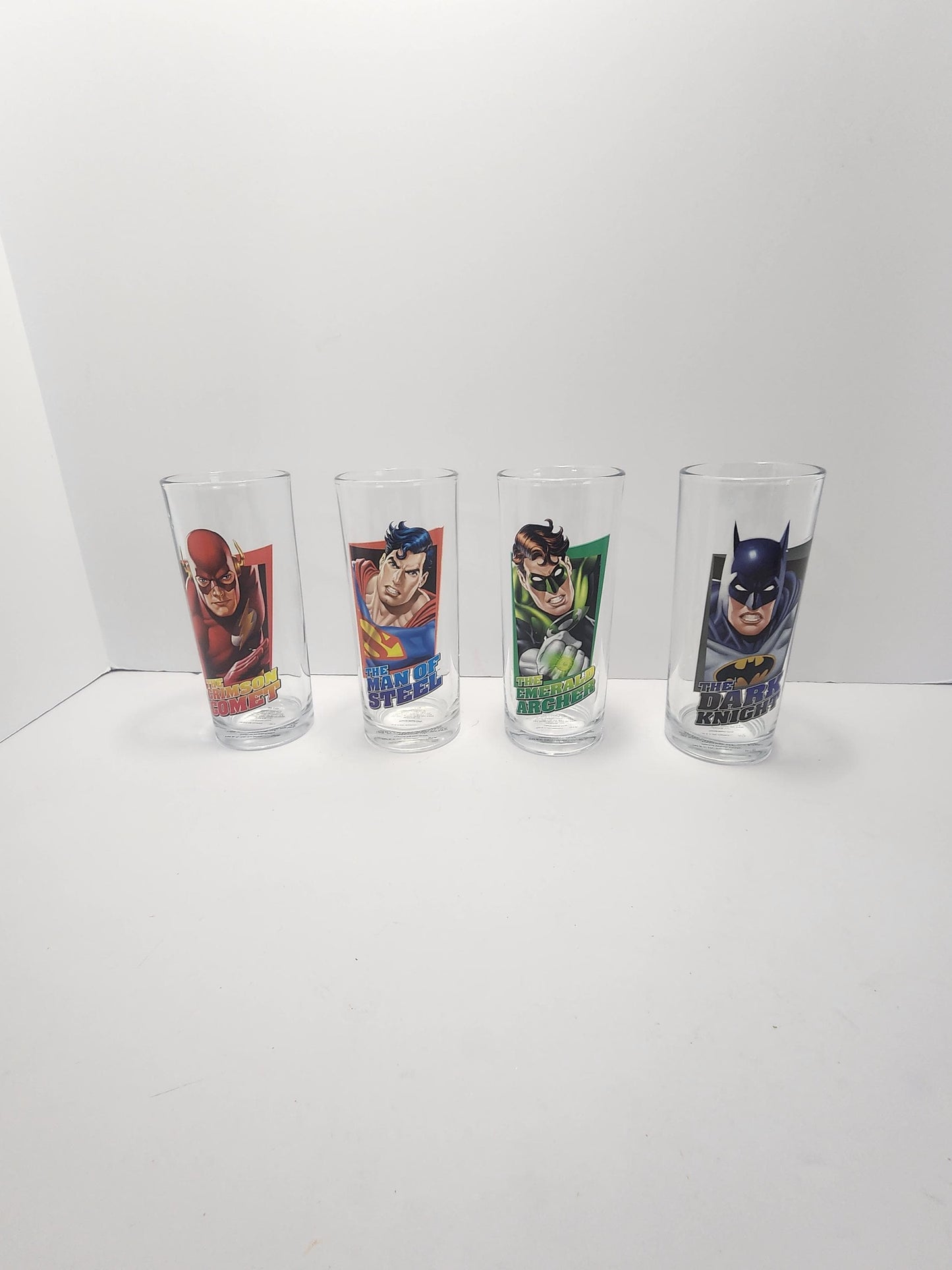 DC Super Heros Character Glasses SET Of 4 - Batman - Green Lantern - Superman - Flash - DC - Dc Comics - Superheros - Character Glasses