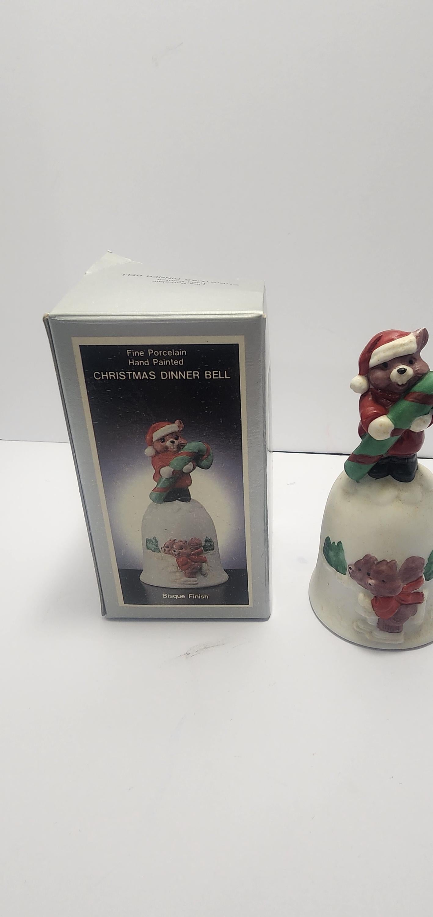 Bisque Hand Painted Vintage 1980's Christmas Dinner Bell - Bells - Collectable Bells - Christmas - Christmas Bell - Hand Painted - Dinner