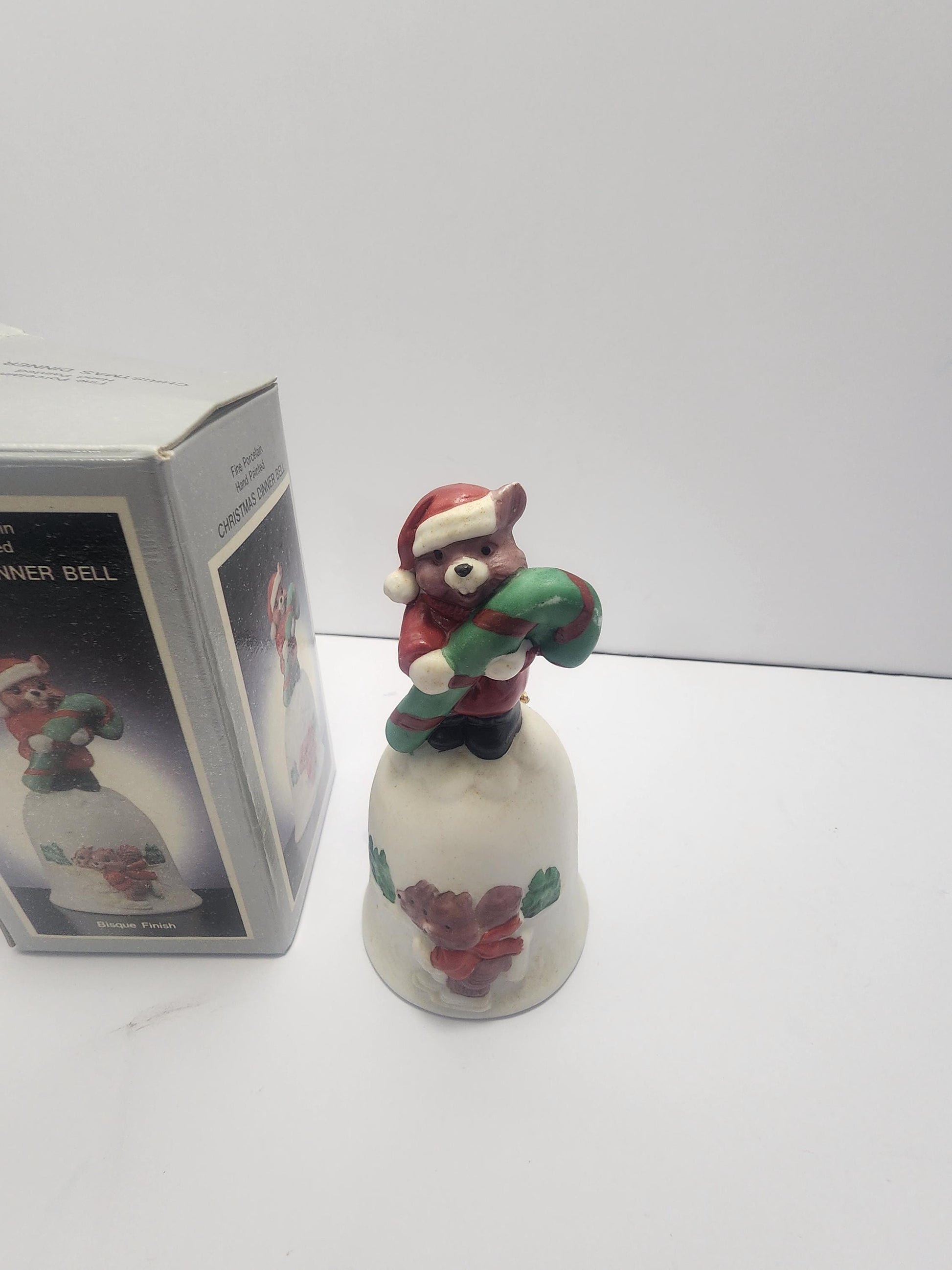 Bisque Hand Painted Vintage 1980's Christmas Dinner Bell - Bells - Collectable Bells - Christmas - Christmas Bell - Hand Painted - Dinner
