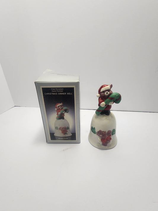 Bisque Hand Painted Vintage 1980's Christmas Dinner Bell - Bells - Collectable Bells - Christmas - Christmas Bell - Hand Painted - Dinner