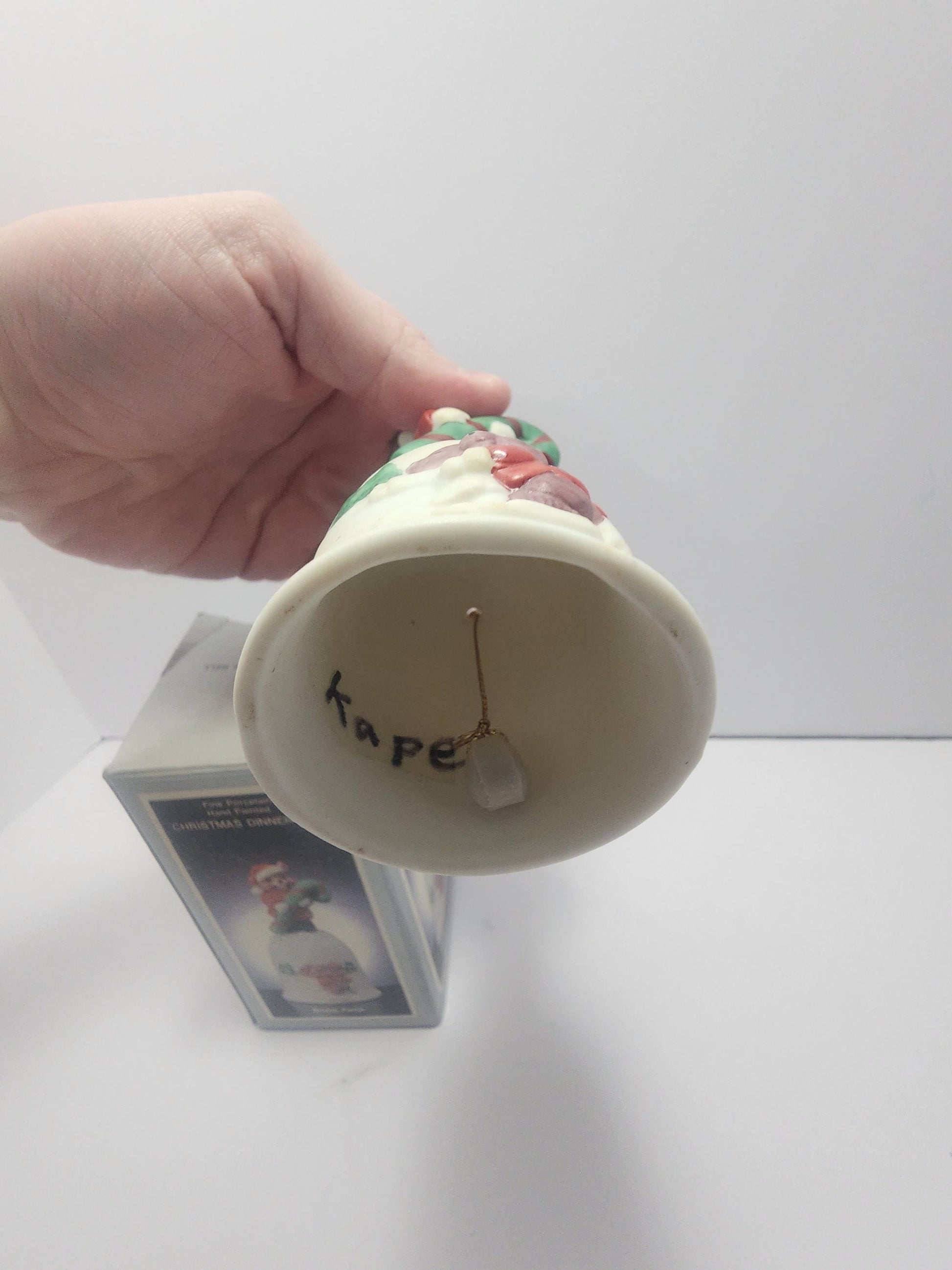 Bisque Hand Painted Vintage 1980's Christmas Dinner Bell - Bells - Collectable Bells - Christmas - Christmas Bell - Hand Painted - Dinner