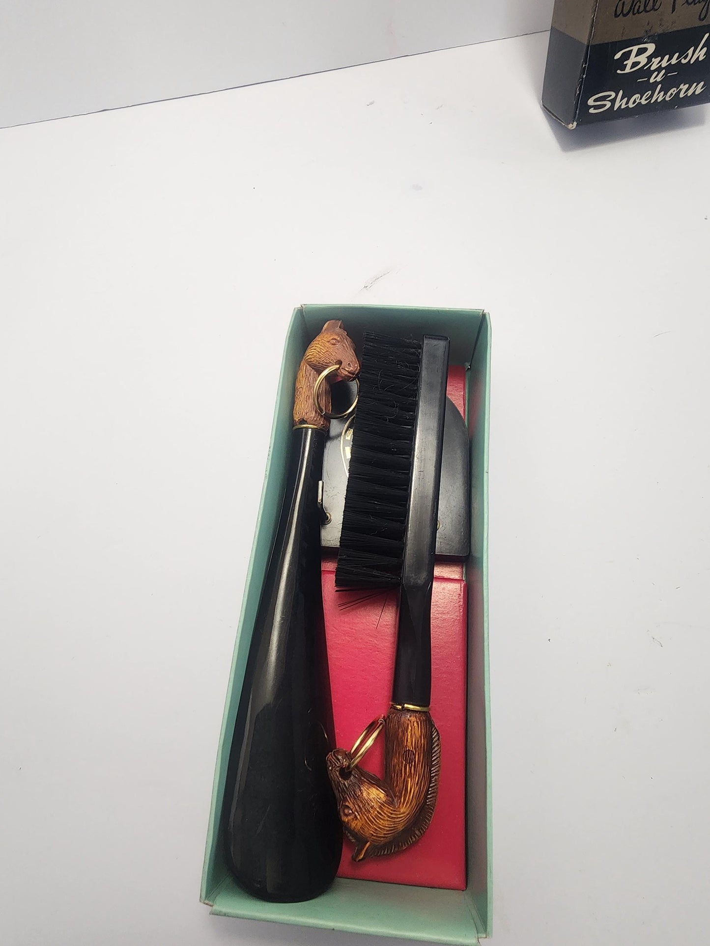 Vintage Horse Brush with Shoehorn and Wall Plaque - Horses - Farm Animals - Horse Gifts - Wall Plaque - Wall Decorations - Horse Brush