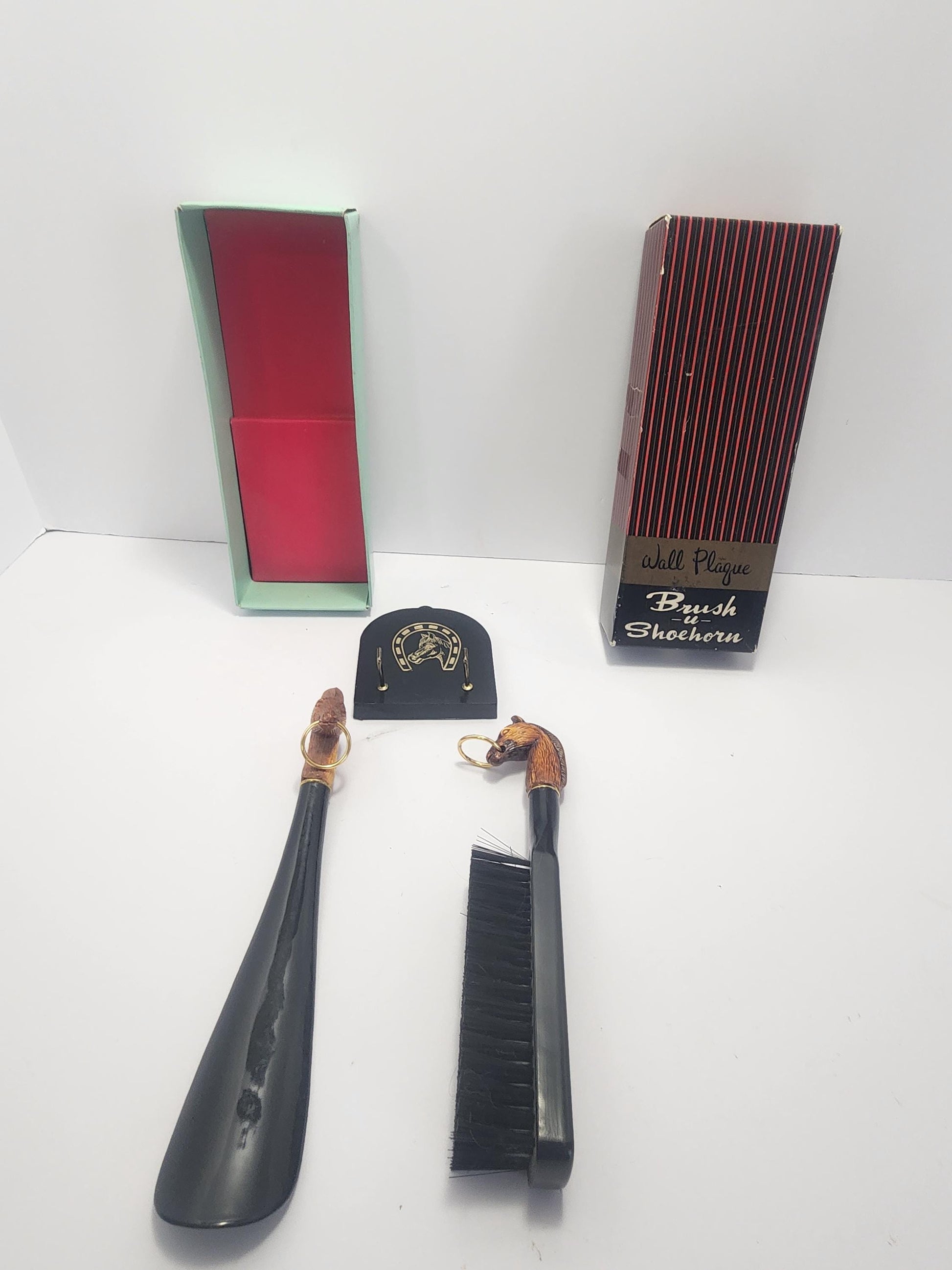 Vintage Horse Brush with Shoehorn and Wall Plaque - Horses - Farm Animals - Horse Gifts - Wall Plaque - Wall Decorations - Horse Brush