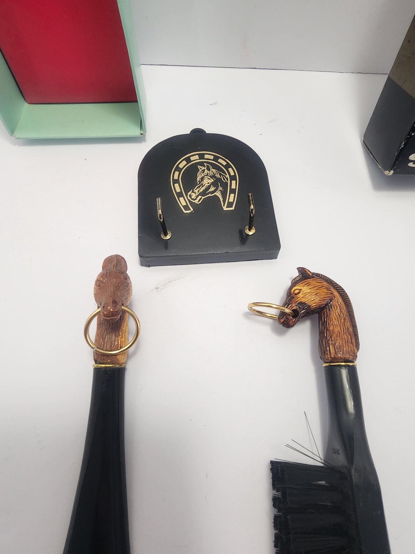 Vintage Horse Brush with Shoehorn and Wall Plaque - Horses - Farm Animals - Horse Gifts - Wall Plaque - Wall Decorations - Horse Brush