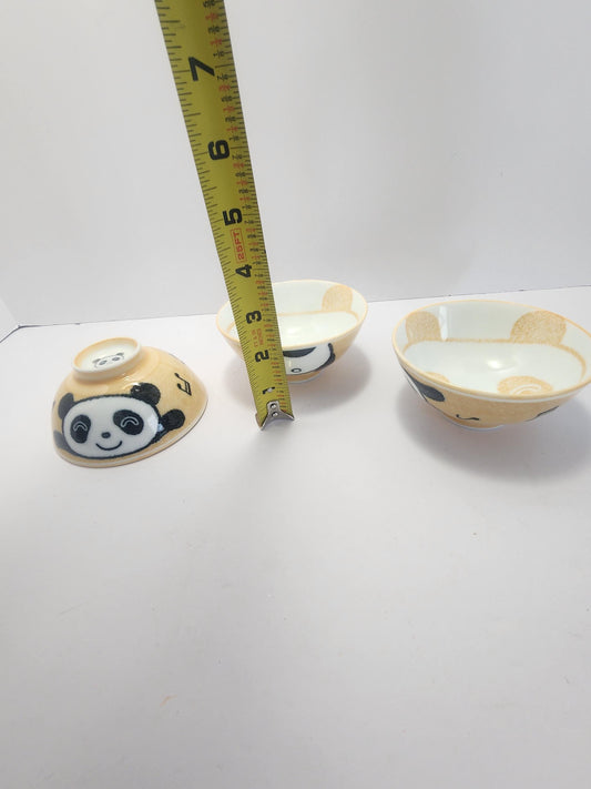 Cute Japanese Panda Children's Rice Bowls SET Of 3 - Japanese - Rice - Bowls - Rice Bowls - Small Bowls - Panda - Panda Gifts - Children's