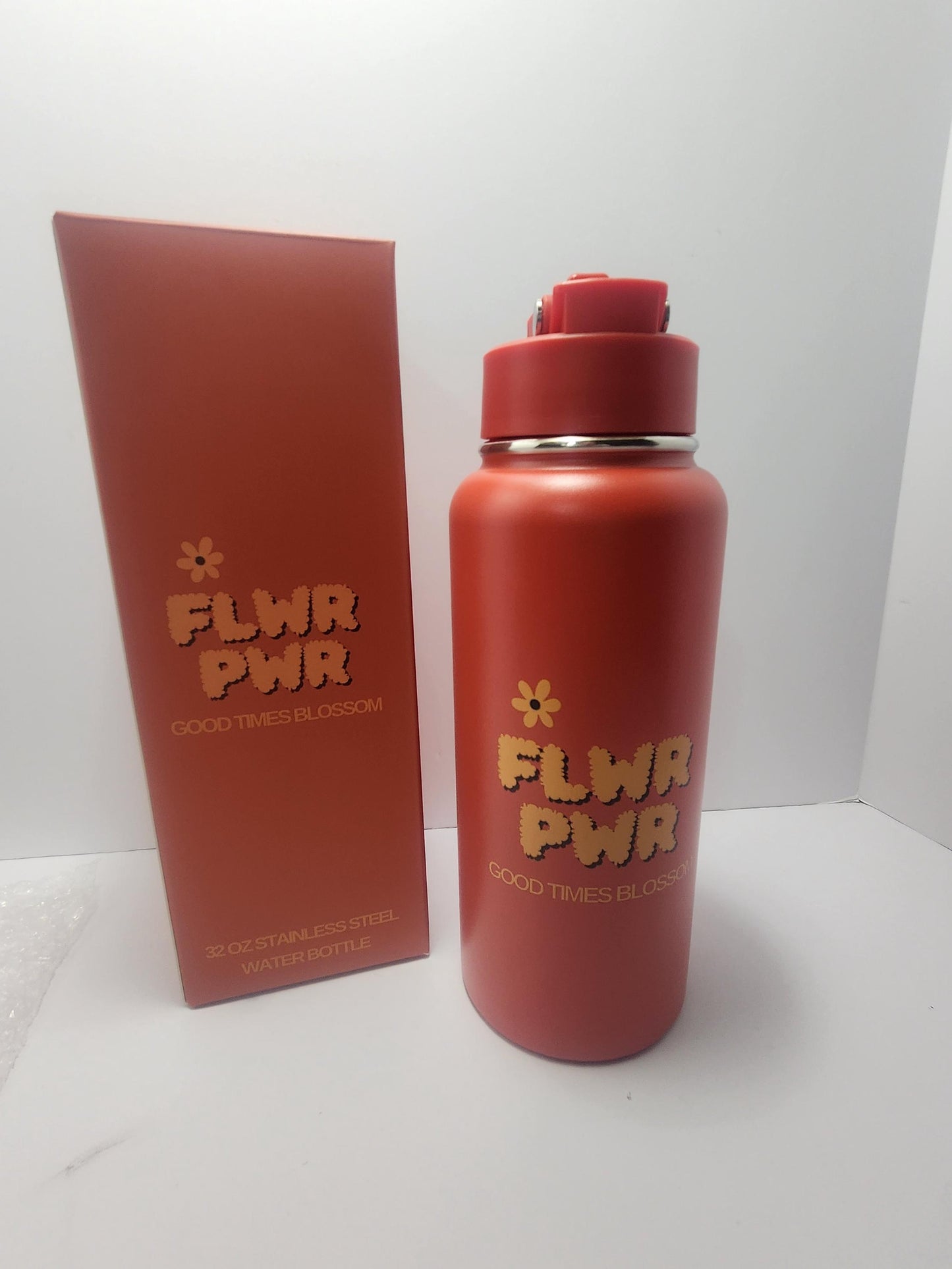 Flower Power 32oz Stainless Steel Tumbler Water Bottle - Gift For Smokers - Recreational - Dispensery - Smokers - Flowers - Flower Power