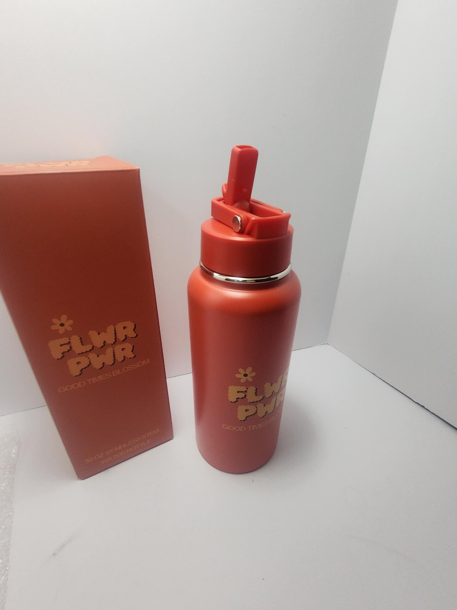 Flower Power 32oz Stainless Steel Tumbler Water Bottle - Gift For Smokers - Recreational - Dispensery - Smokers - Flowers - Flower Power