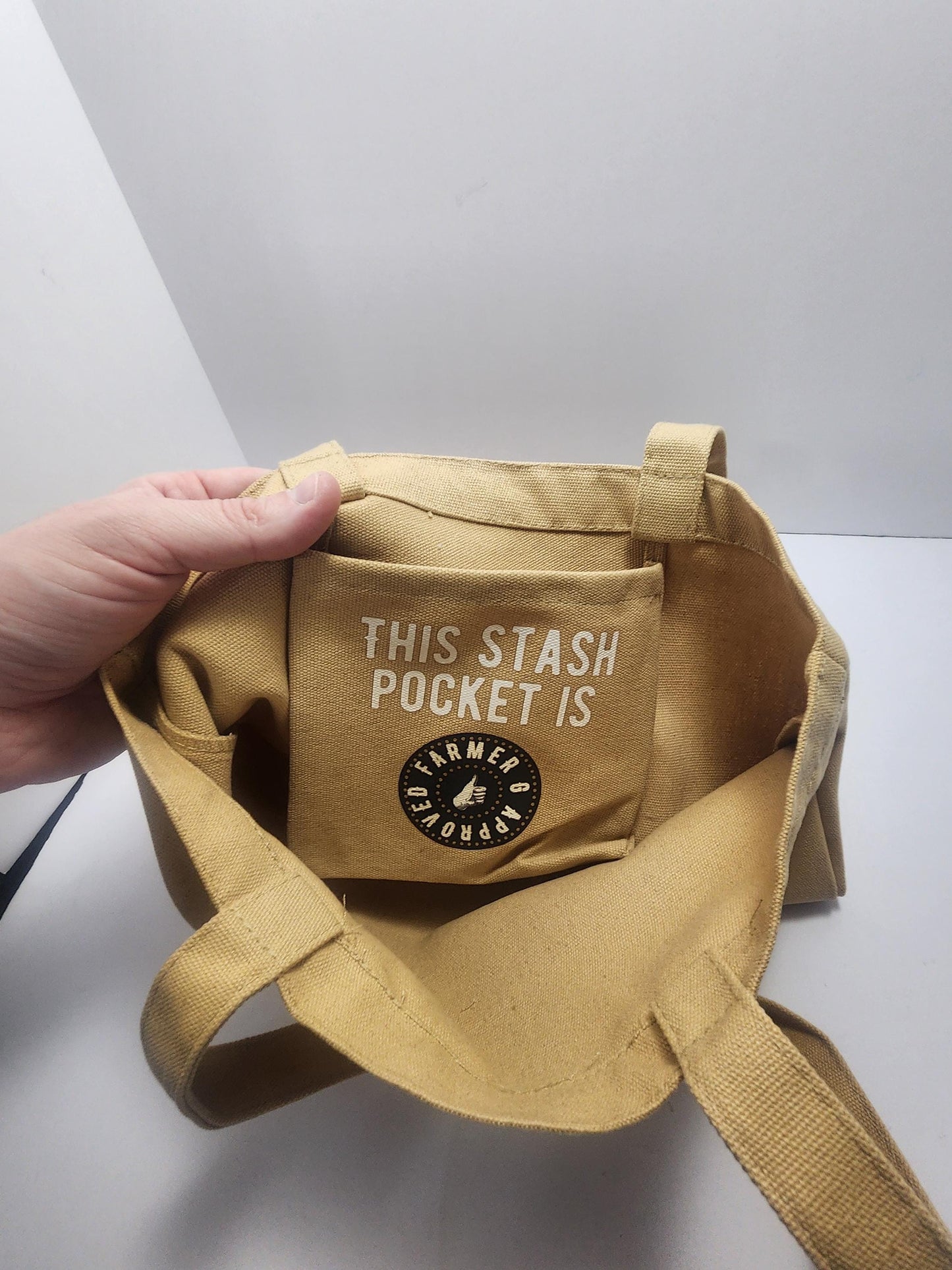 Farmer G Canvas Tote Bag with Stash Pocket - Dispensary - Bags - Tote Bag - Canvas Bag - Gift For Smokers - Smokers - Carry Bags