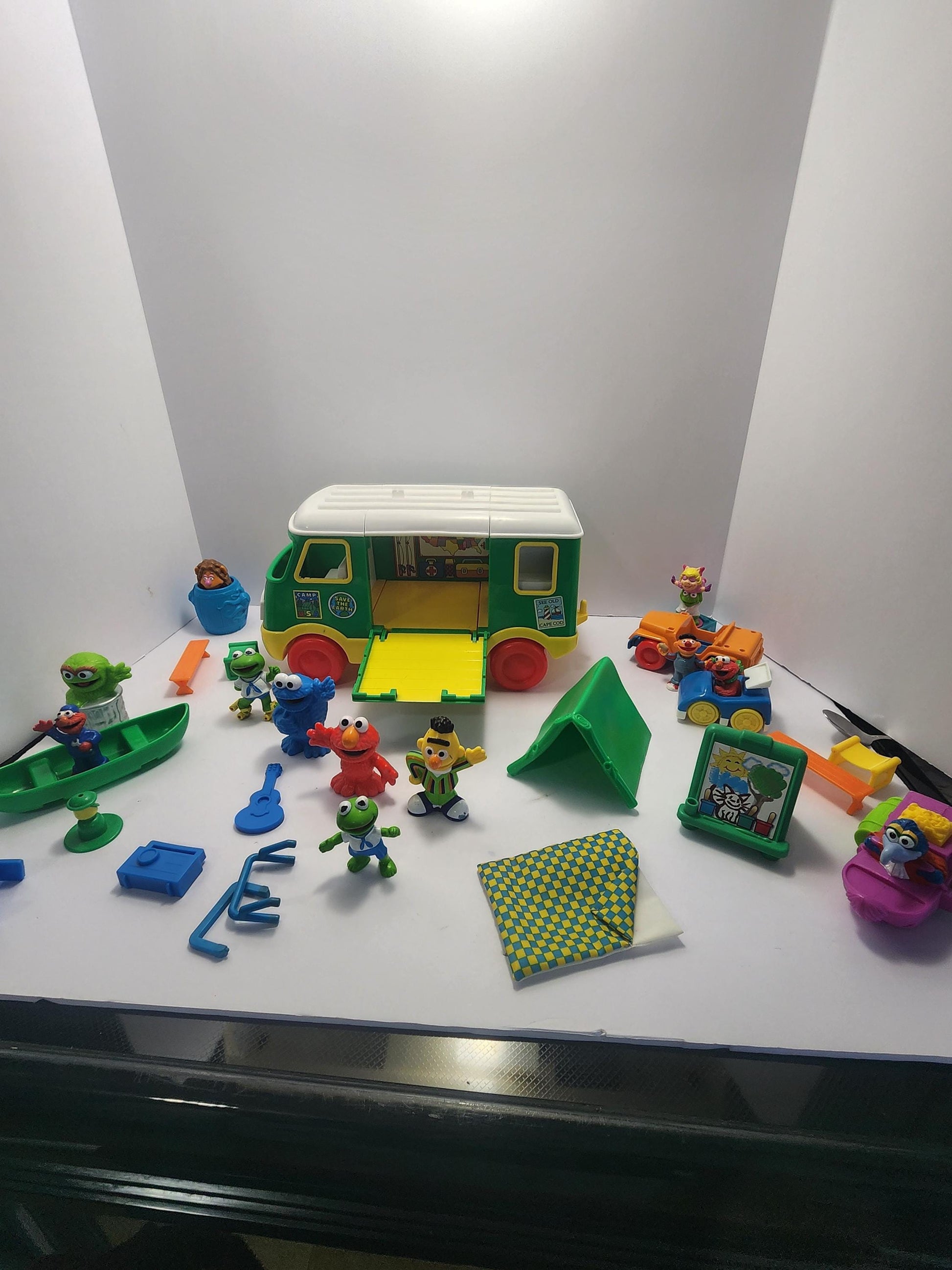 Vintage 1970's Sesame Street RV Camper Van With Toys - The Muppets Toys - Kermit - Big Bird - Miss Piggy - Sesame Street Toys - The Muppets