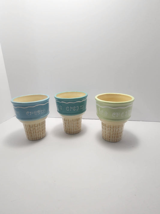 Ceramic Ice Cream Cone Dish Bowl Cups - Ice Cream - Ice Cream Cones - Ceramic Dish - Bowls - Dishes - Sundae - Ice Cream Shop