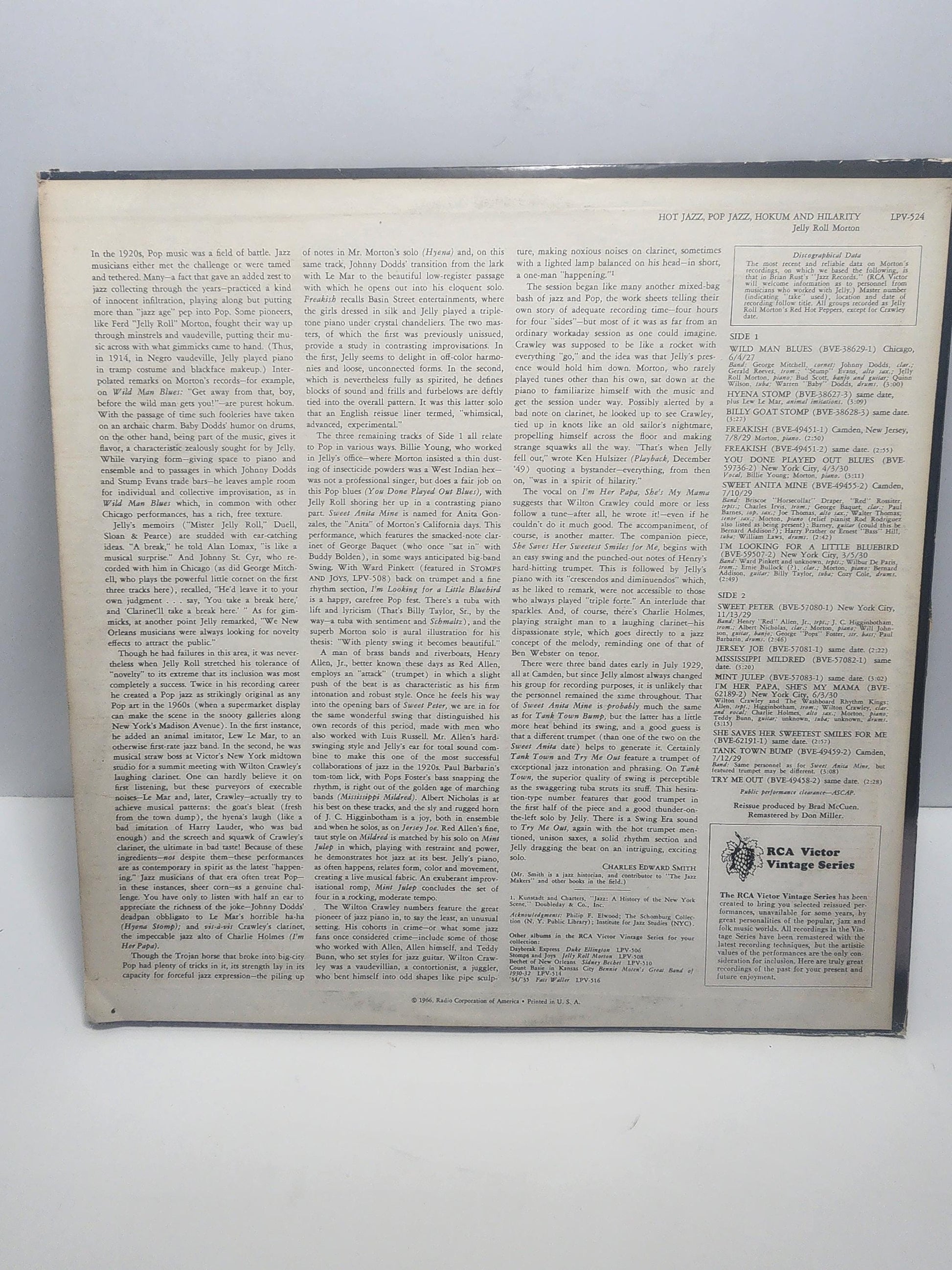 Jelly Roll Morton Vintage Jazz 1970's Vinyl LP Record - Vinyl - Vinyl Records - LPS - Jazz - Jazz Music - Jazz Records - Vintage Records