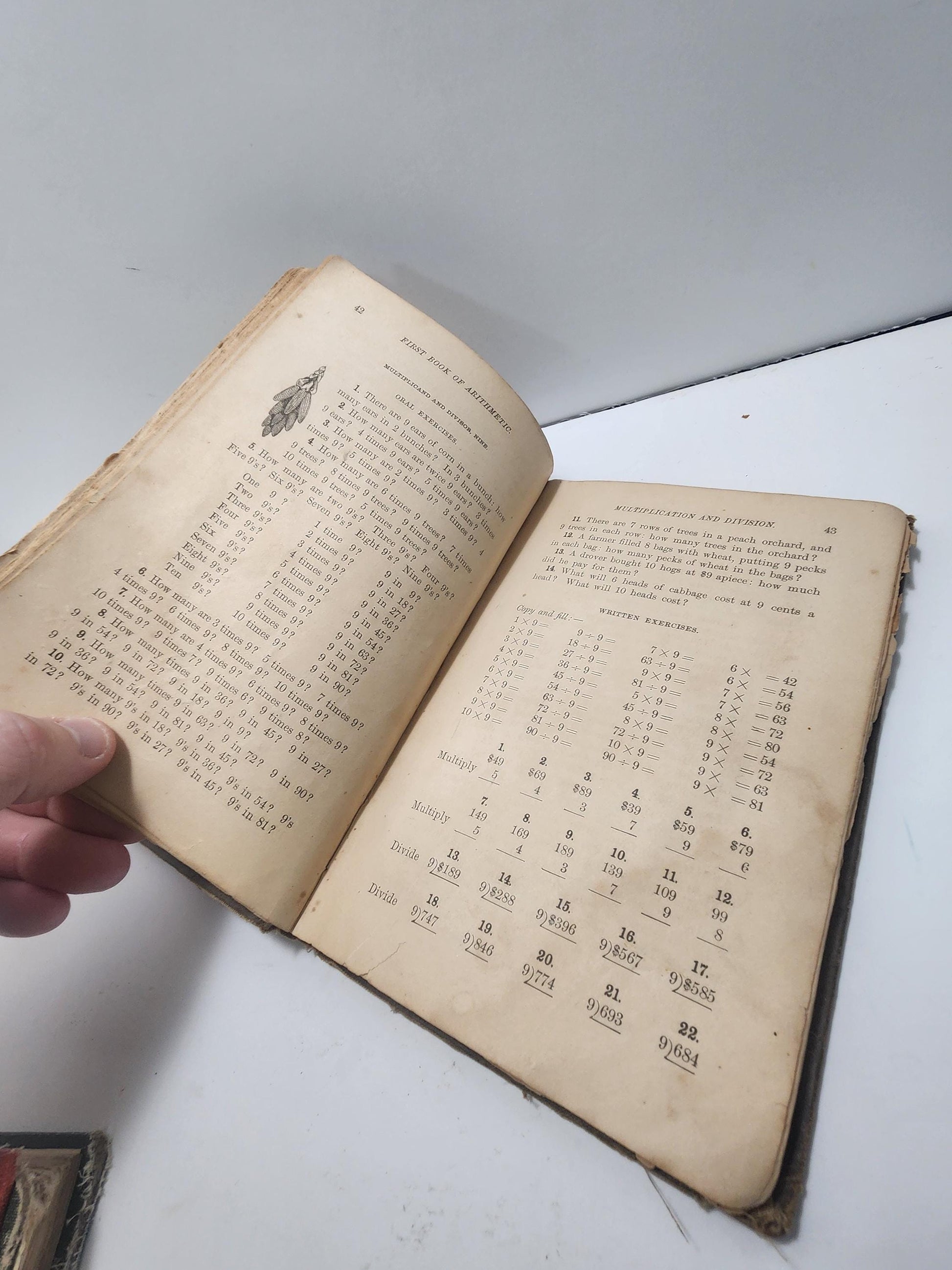 Antique 1890 White's First Book Of Arithmetic - Math - Math Books - Antiques - Antique School Books - 1800's - Mathematics - Arithmetic