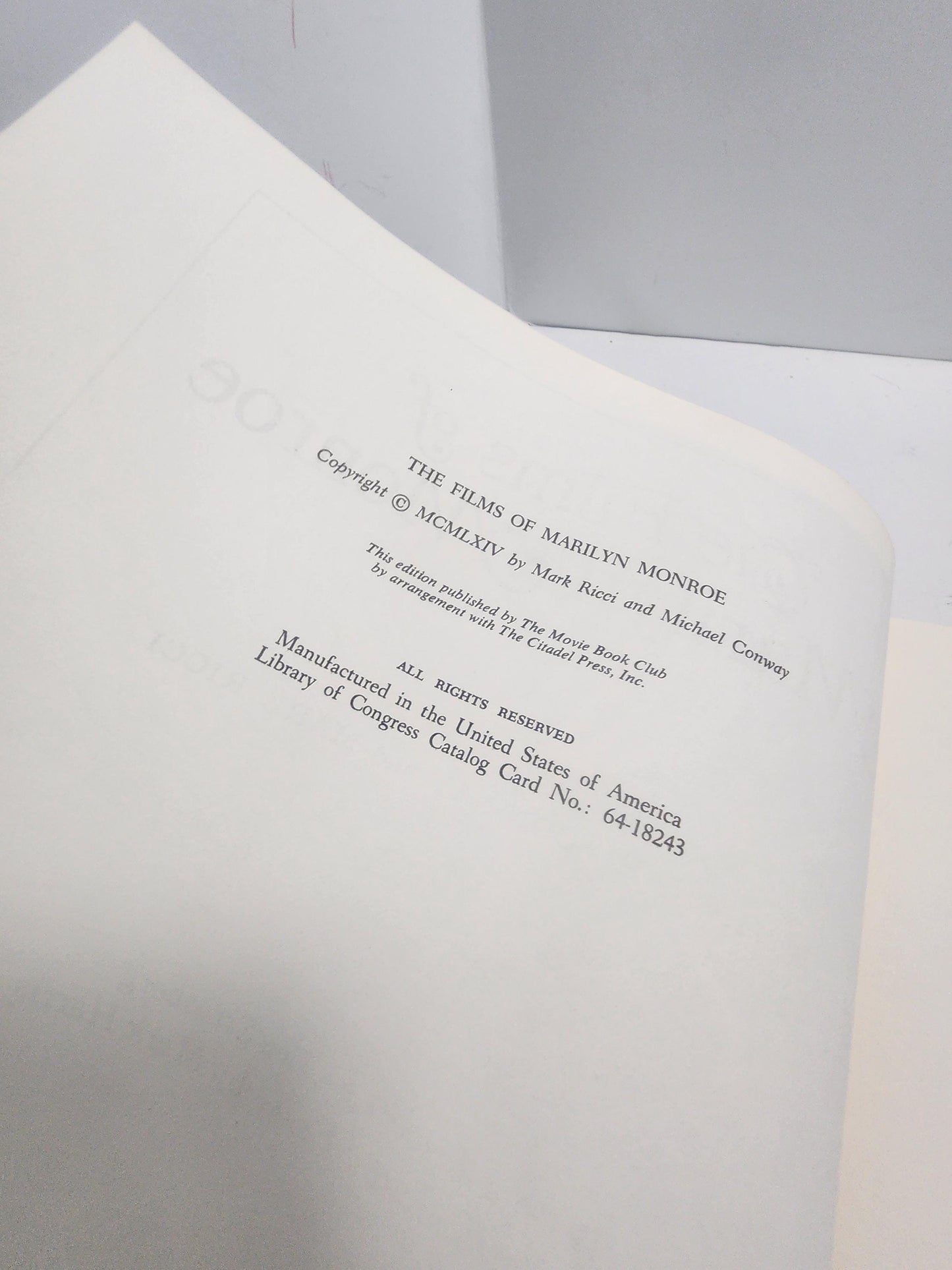 The Films Of Marilyn Monroe Book By Micheal Conway - Marily Monroe - Books - Vintage Books - Famous People - Marilyn Monroe Books