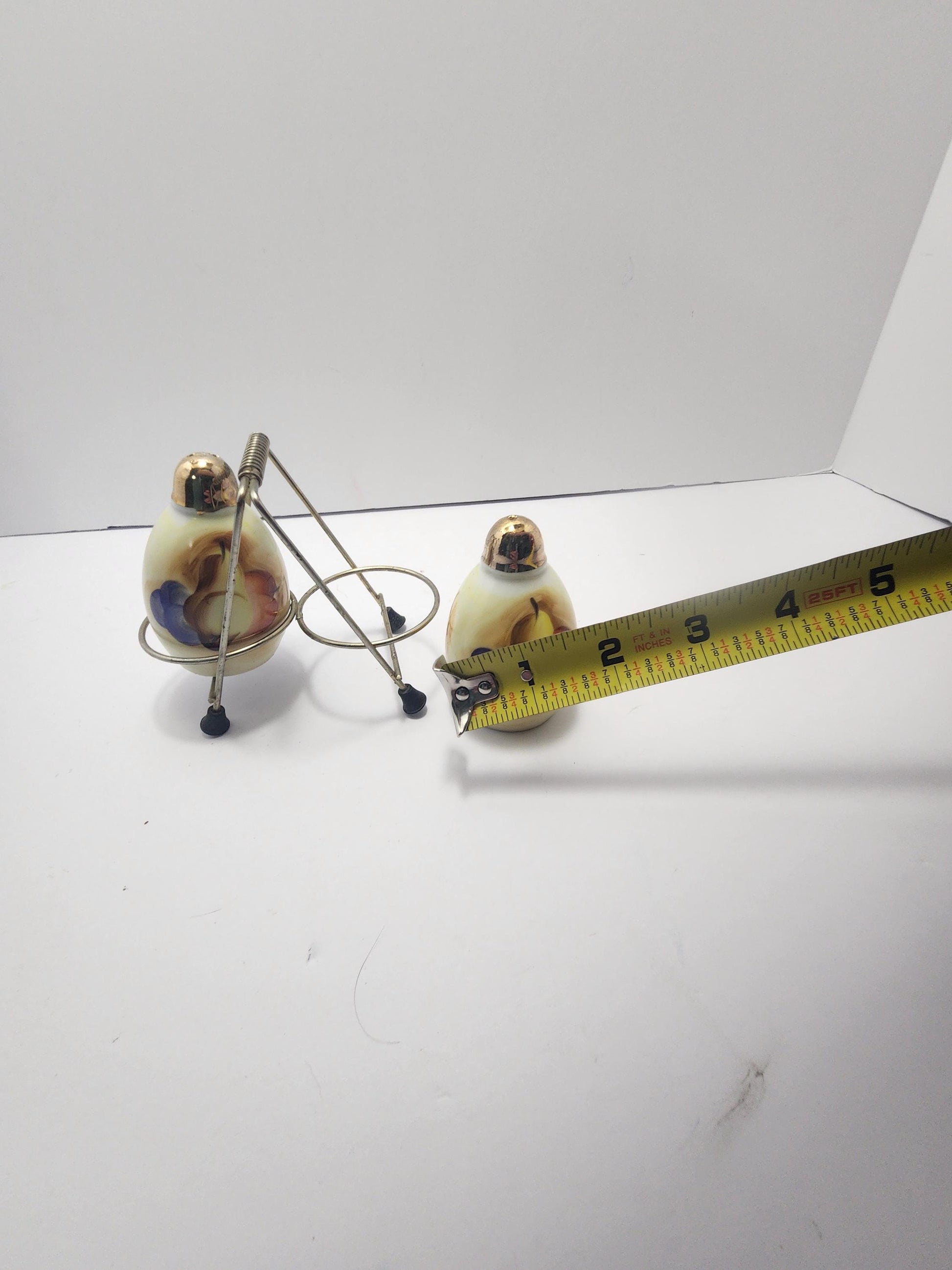 Lusterware Vintage Set Of Fruit Themed Salt & Pepper Shakers With Holding Rack - Salt and Pepper - Shakers - Lusterware - Fruit - Fruit Deco