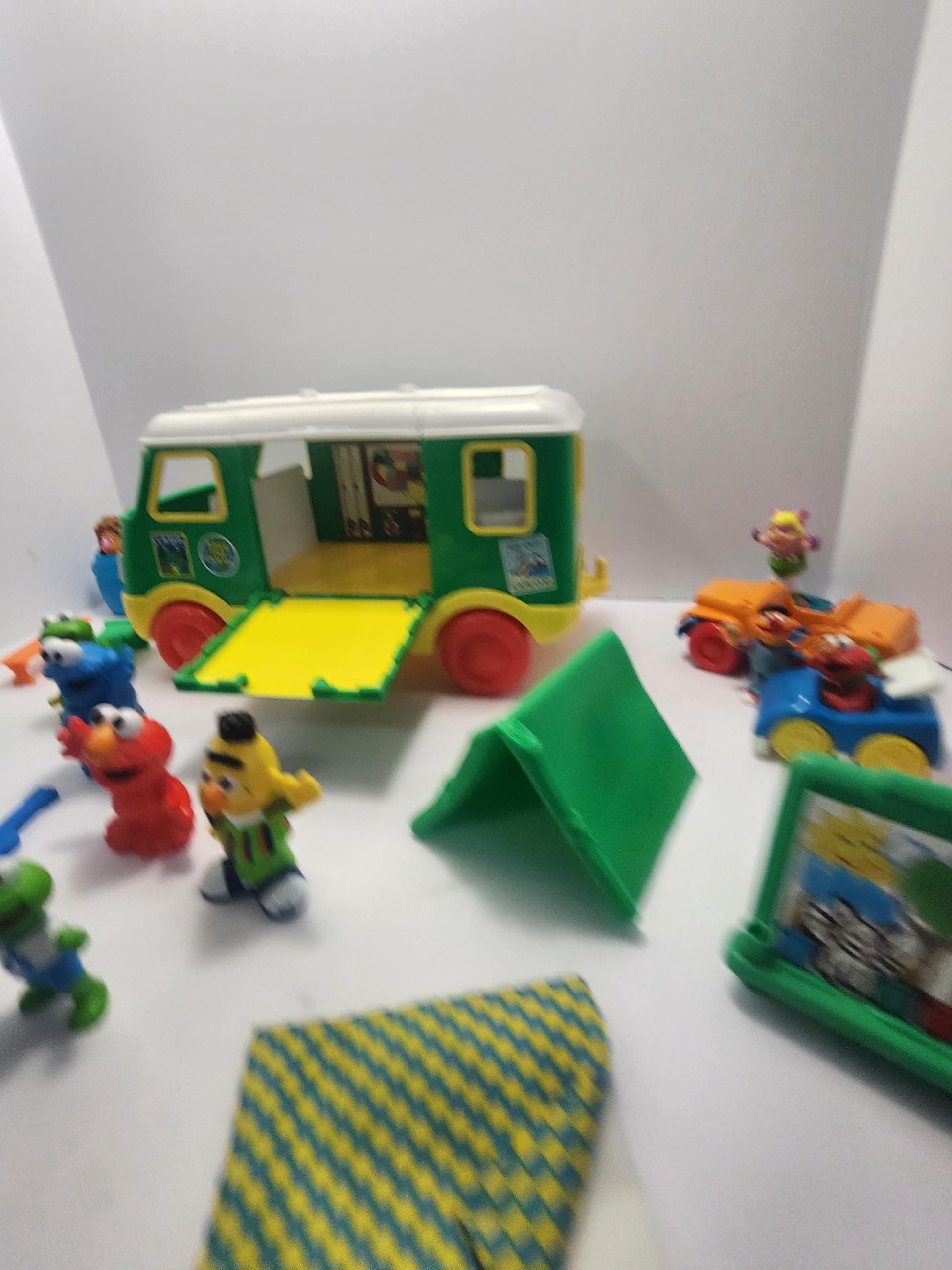Vintage 1970's Sesame Street RV Camper Van With Toys - The Muppets Toys - Kermit - Big Bird - Miss Piggy - Sesame Street Toys - The Muppets
