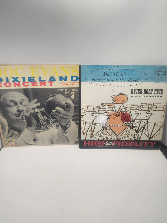 1970's Vinyl LP Records Jazz Bands LOT Of 2 - Records - Vinyl - Vinyl Records - Vinyl LP Records - Dixieland - Jazz Records - River Boat Fiv