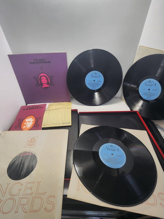The Callas Carmen Angel Records Vintage 1970's Vinyl LP Record SET - Angel Records - Records - Vinyl - Vinyl Records - Vinyl LP Records